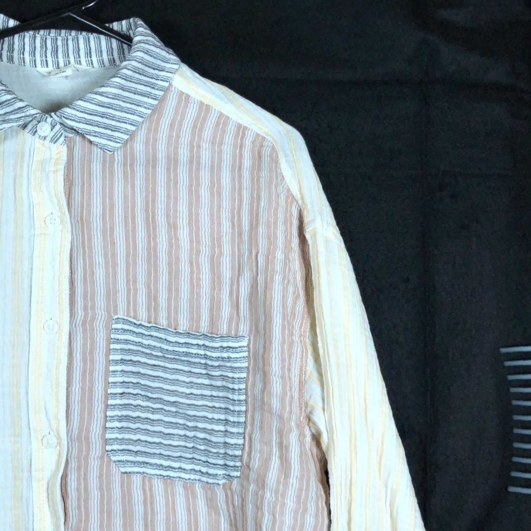 Aeropostale Aeropostale Shirt Womens Striped Collared Button Down 100% Cotton S Yellow Multicolored Casual Workwear Slim Fit Button-Up Long Sleeve Size S / US 4 / IT 40 - 5 Thumbnail