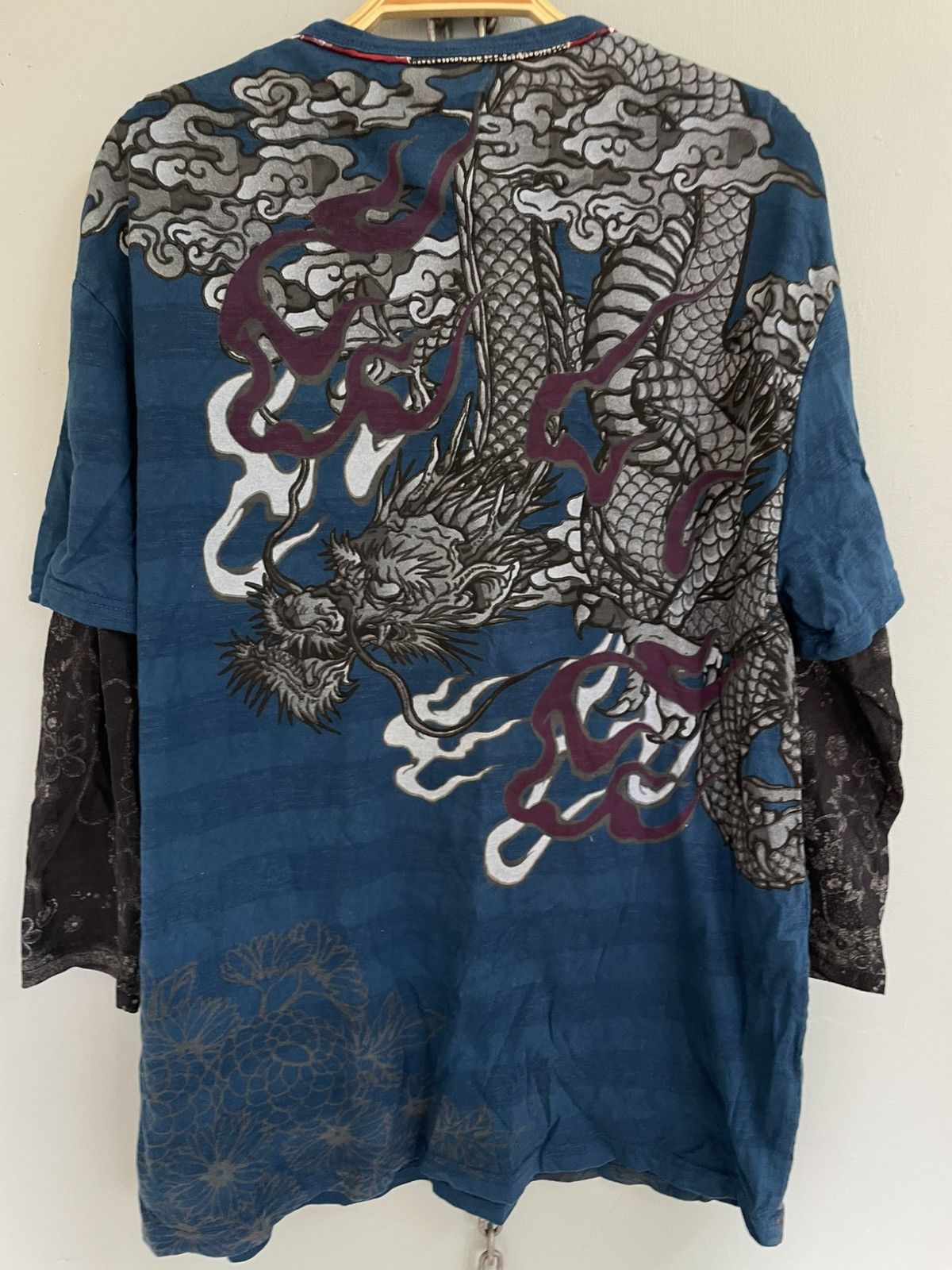 Japanese Brand Japanese traditional dragon embroidery t shirt Size US XL / EU 56 / 4 - 5 Thumbnail