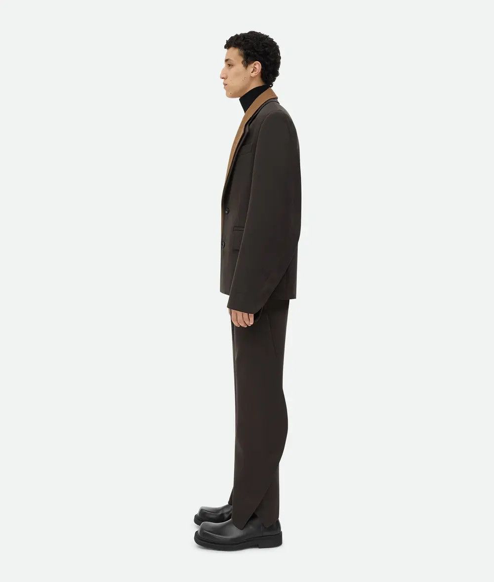 Bottega Veneta o1s1rm1125 Wool Jacket With Contrasting Collar in Kale Size US L / EU 52-54 / 3 - 2 Thumbnail