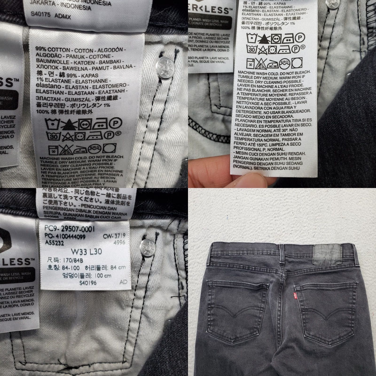 Levi's Levi's 502 Jeans Mens 33 Black Denim Stretch Comfort 5-Pocket Regular Straight Size US 33 - 8 Thumbnail
