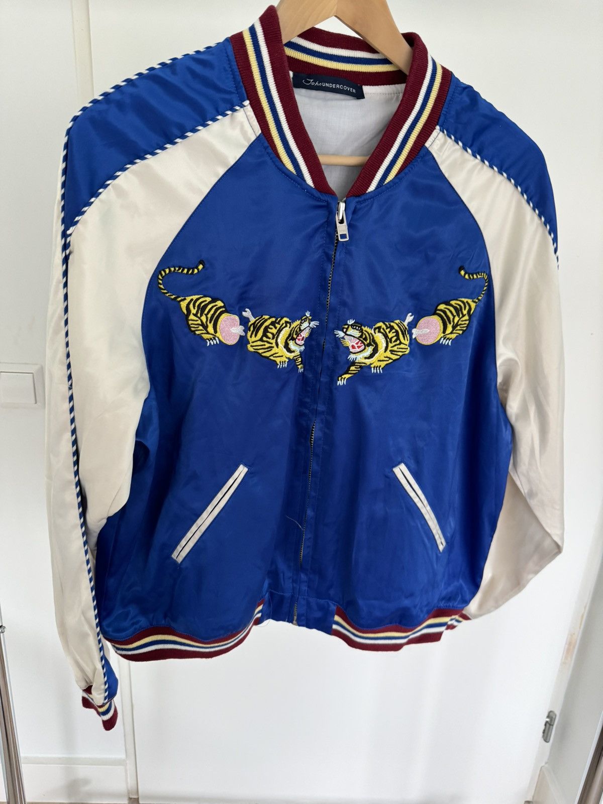 image of John Undercover Undercover Sukajan Souvenir Jacket in Blue, Men's (Size Large)