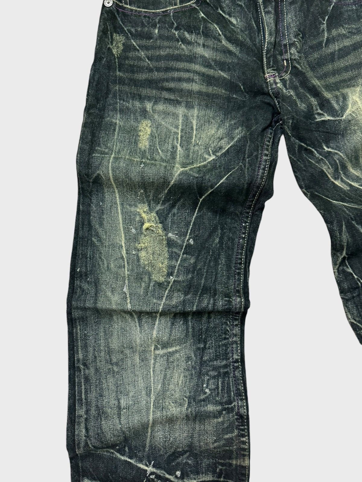 Hysteric Glamour × Japanese Brand NYLAUS JEANS Acid Wash Paint Splash Distressed Jeans Size US 30 / EU 46 - 10 Thumbnail