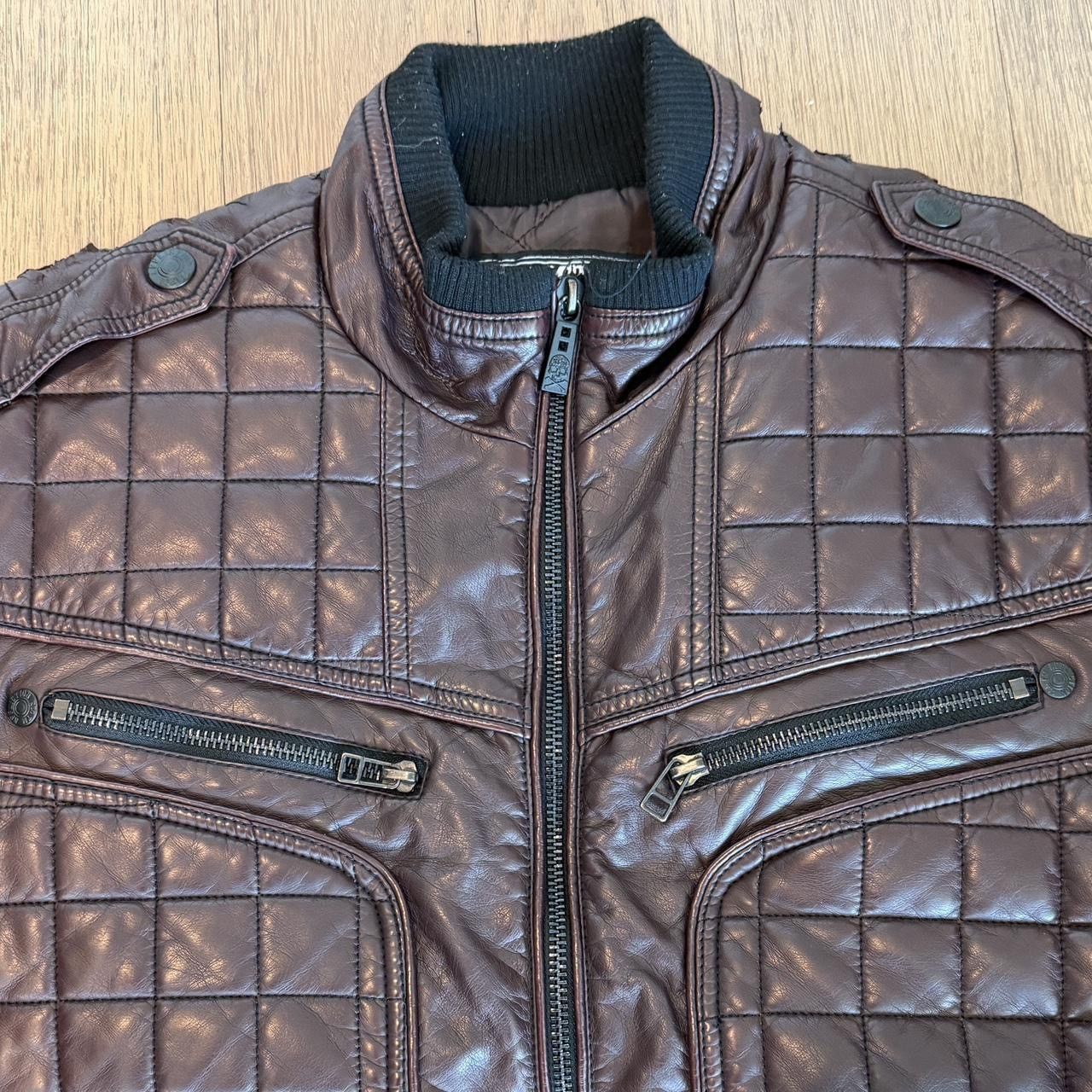 Affliction Rare Affliction Black Premium Quilted Moto Jacket Brown Y2K Size US L / EU 52-54 / 3 - 7 Thumbnail