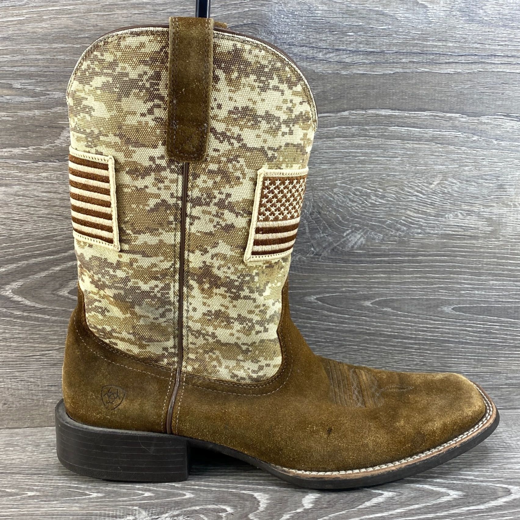 Ariat Ariat Mens 13 D Cowboy Boots Sport Patriot Sand Storm Leather Camo American Flag Shirt? Size US 12 / EU 45 - 2 Thumbnail