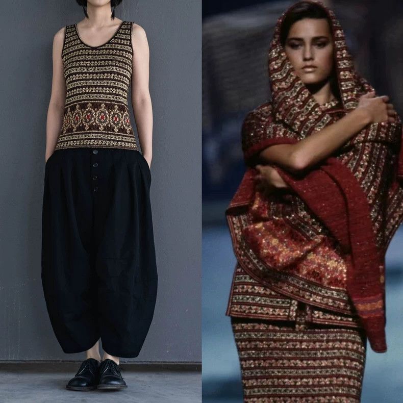 Kenzo KENZO Walkout style ethnic brown gold thread knit vest vin Size M / US 6-8 / IT 42-44 - 1 Thumbnail