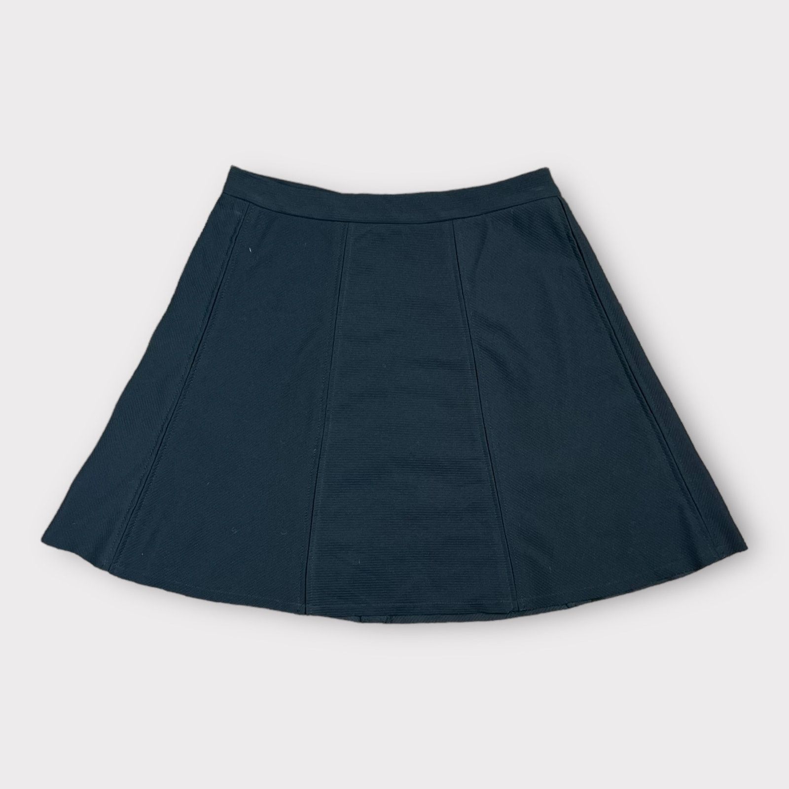 Nordstrom Monteau | Women’s Mini Skater A-line Ribbed Black Skirt Size 30" / US 8 / IT 44 - 2 Thumbnail