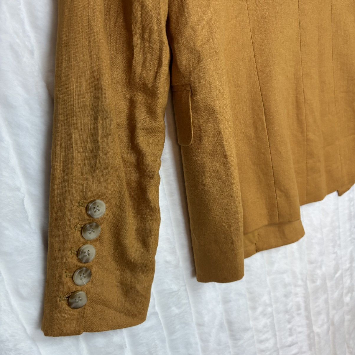 Magaschoni Magaschoni Blazer Linen Gold Double Breasted Lined Jacket S Size S / US 4 / IT 40 - 7 Thumbnail