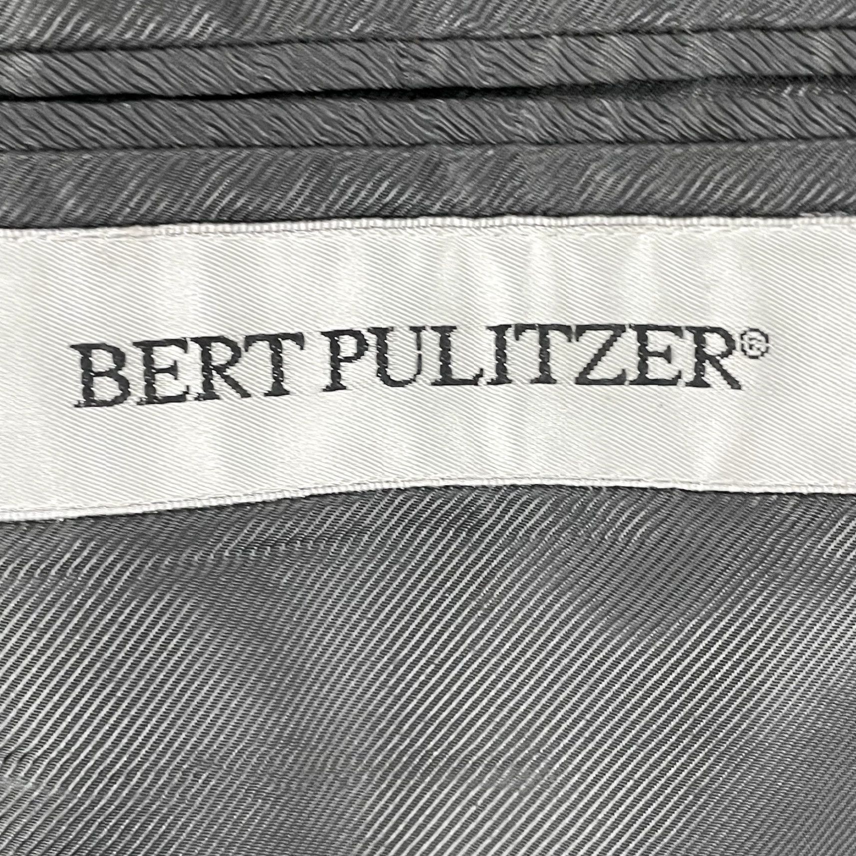 Vintage BERT PULITZER Blazer Sports Coat 2 Button Grey Silk Tweed Herringbone Regular 48 Men Size 48R - 3 Thumbnail