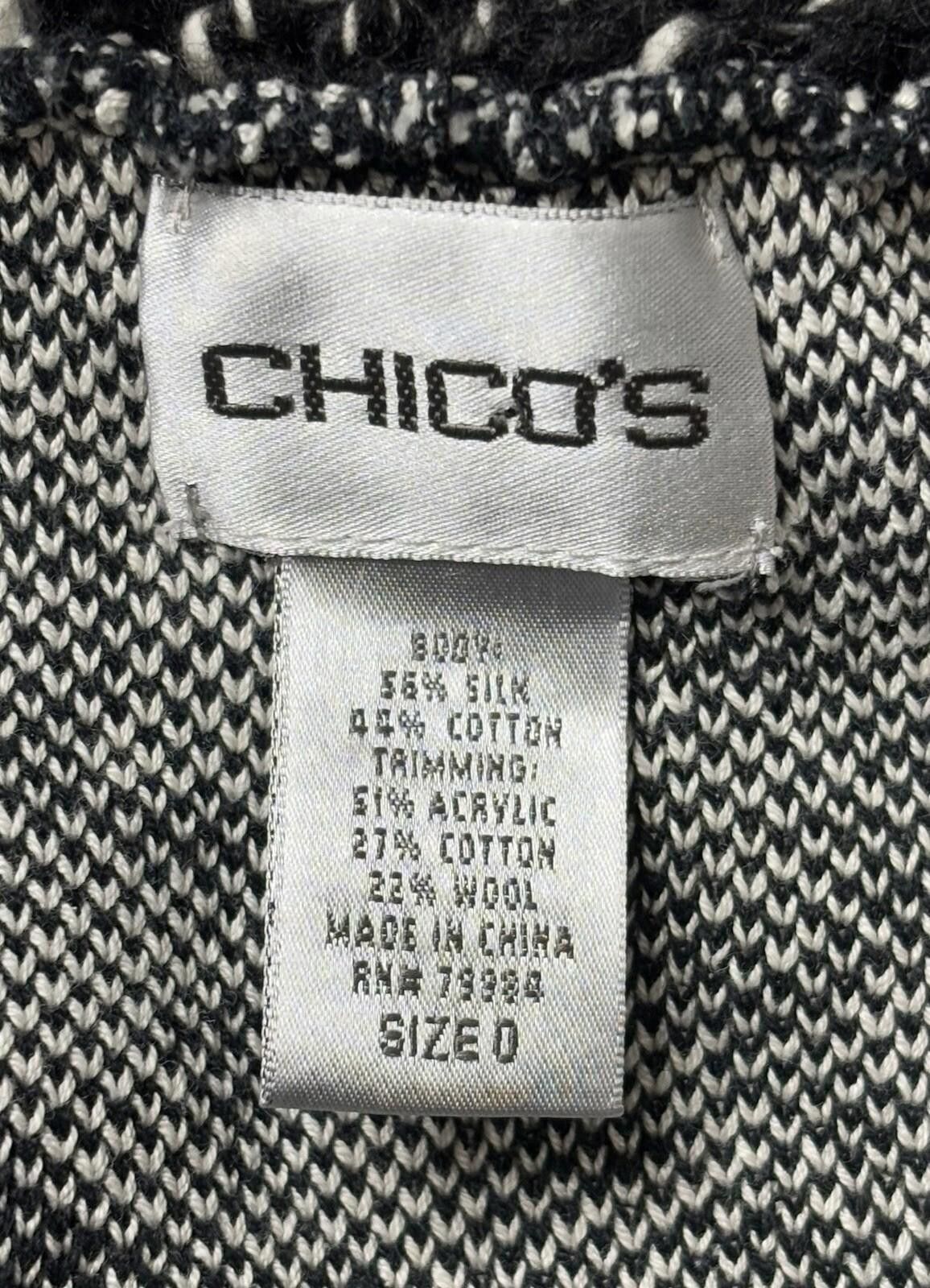 Chicos Chico's Cardigan Sweater Women's 0 Wool Blend Fringe Silk Size XS / US 0-2 / IT 36-38 - 2 Thumbnail