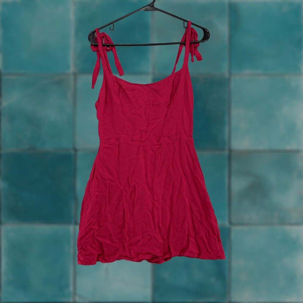 Reformation Reformation Annabelle Mini Dress Womens 12 Rhubarb Tie Strap Scoop Neck Smocked Size XL / US 12-14 / IT 48-50 - 1 Thumbnail