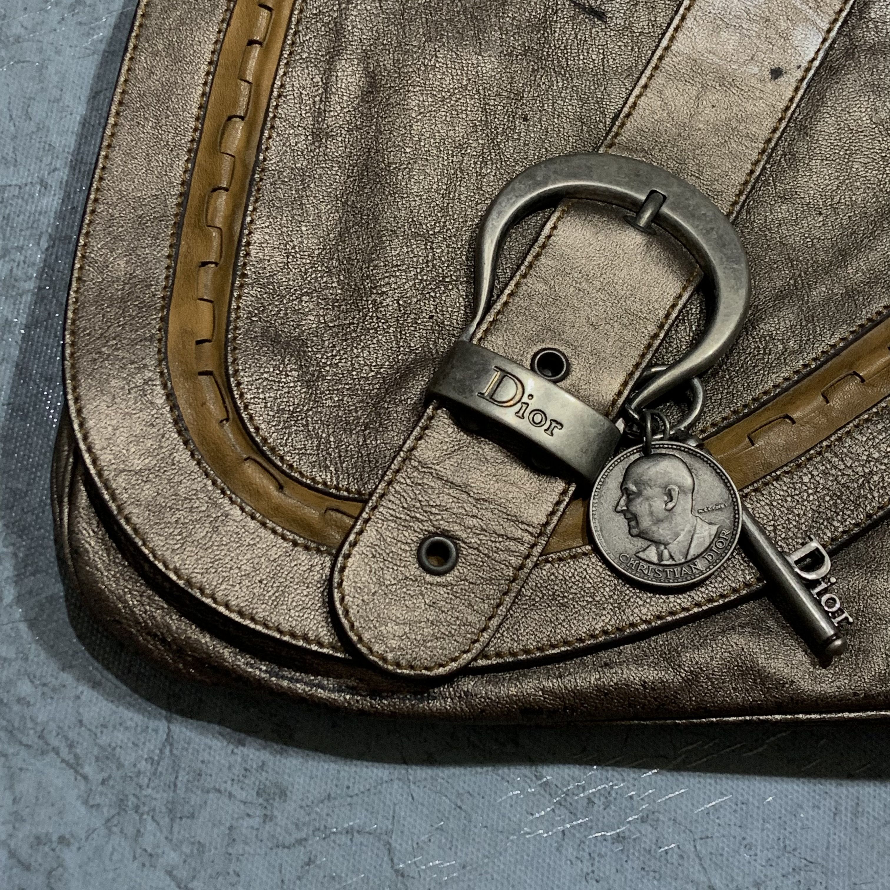 Dior Christian Dior - AW06 - Silver Mettalic Leather Gaucho Bag Size ONE SIZE - 2 Thumbnail