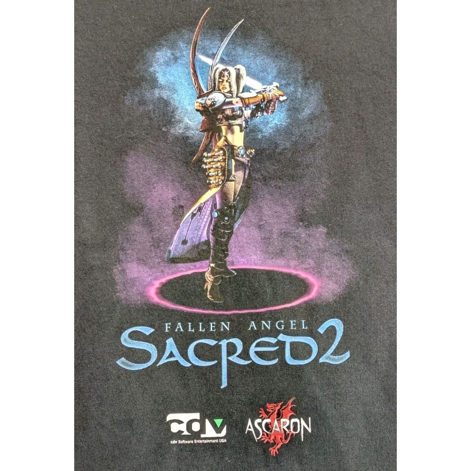 Vintage VINTAGE Fallen Angel Shirt L Black Fallen Angel Sacred 2 Official Employee PC Gaming 90s Size US L / EU 52-54 / 3 - 2 Thumbnail