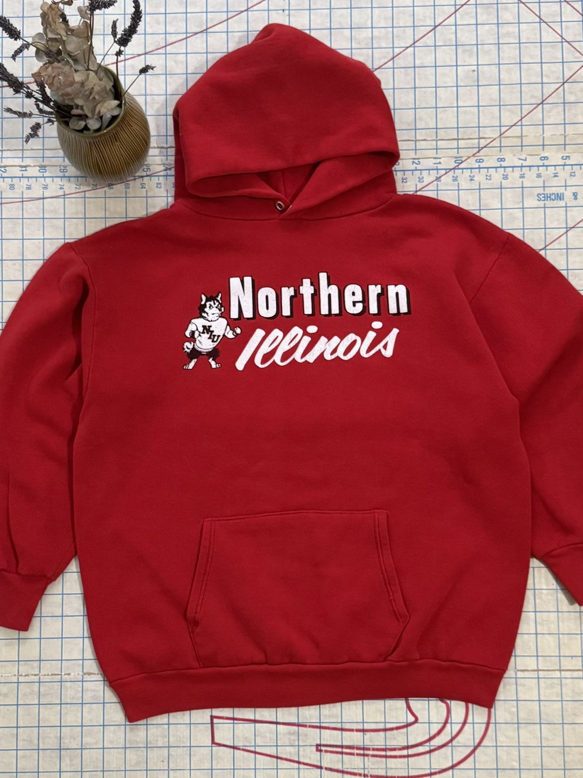 Vintage Vintage Northern Illinois University Hoodie Red Fits Medium Size US L / EU 52-54 / 3 - 3 Thumbnail