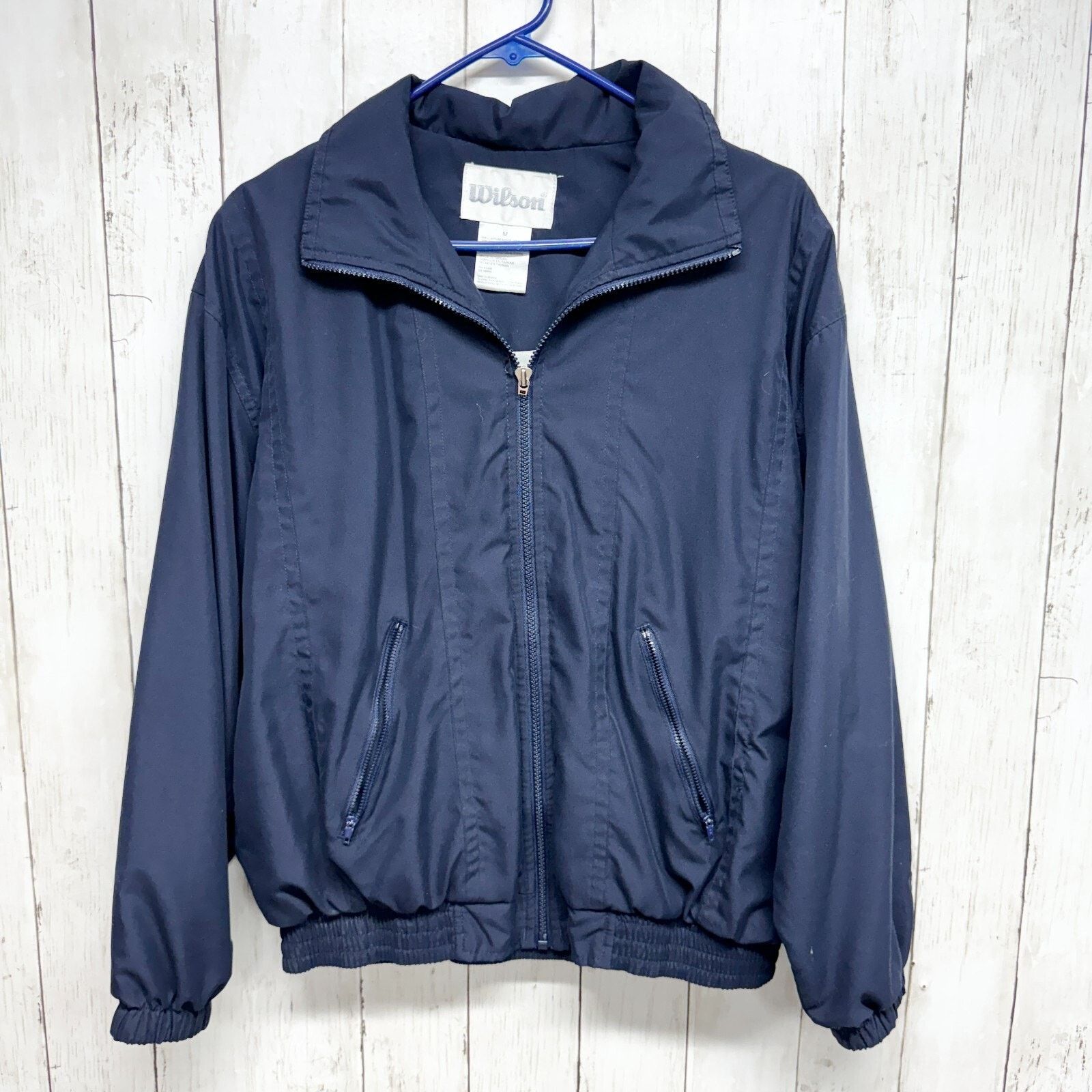 Wilson VTG Y2K Wilson Medium Track Jacket Blue Lined Shoulder Pads Size M / US 6-8 / IT 42-44 - 1 Thumbnail