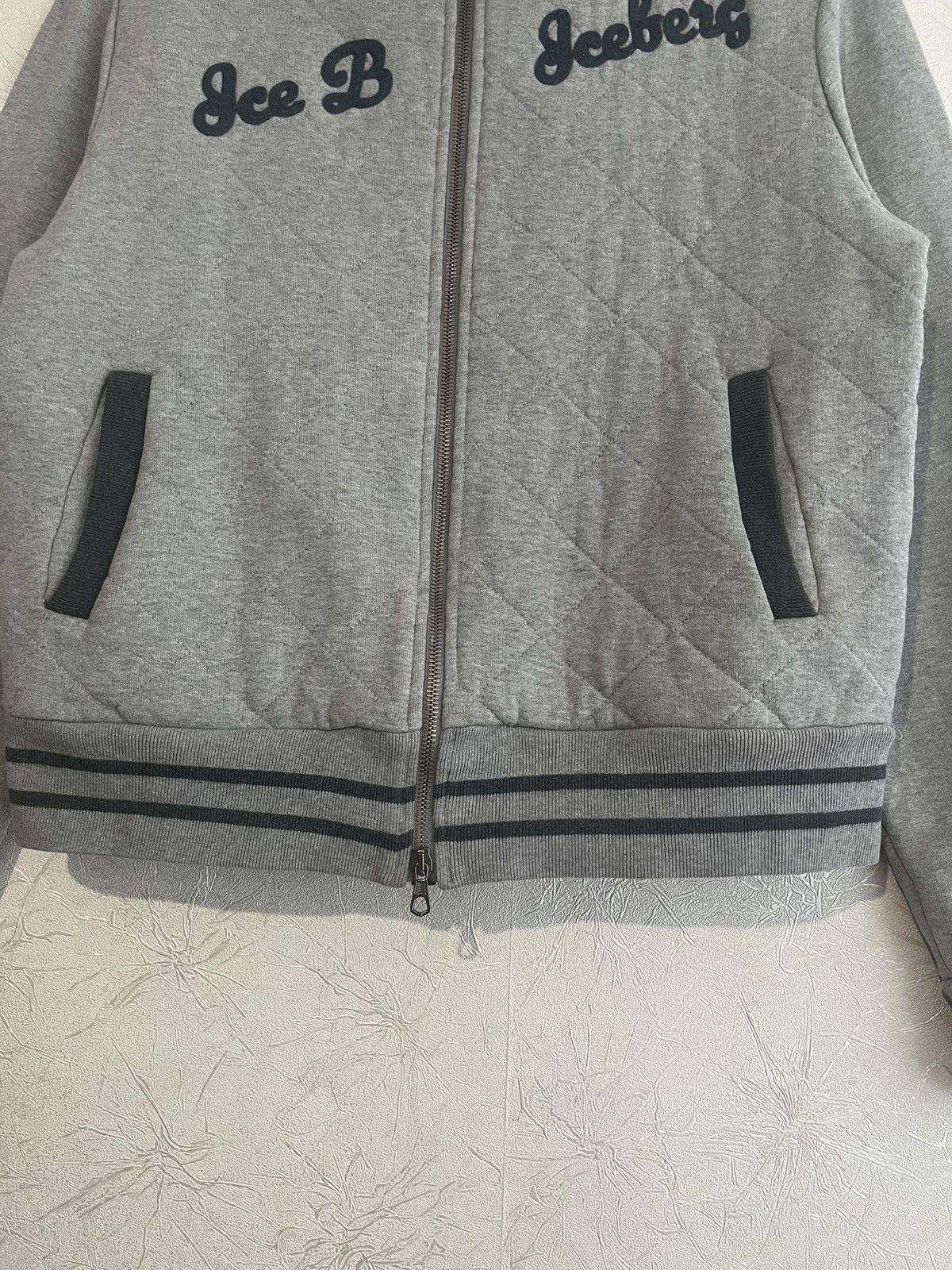 Iceberg ICEBERG Quilted Zip Jacket “Ice B/Iceberg”Grey Made in Italy Size US M / EU 48-50 / 2 - 6 Thumbnail