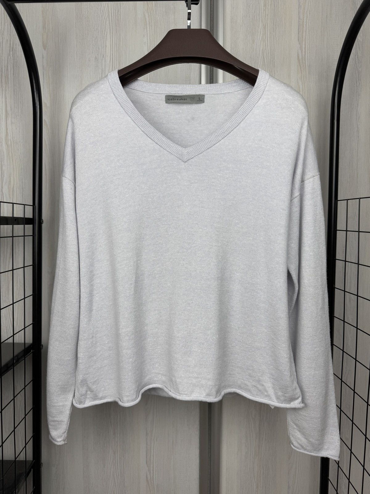 Icebreaker Icebreaker Wool Linen grey outdoor hiking sweater size L Size L / US 10 / IT 46 - 2 Thumbnail