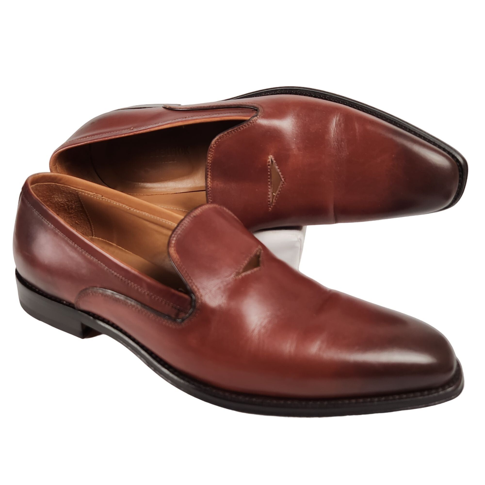 Paul Fredrick Paul Fredrick Italy Men 9 Burnished Brown Leather Dress Shoe Size US 9 / EU 42 - 9 Thumbnail