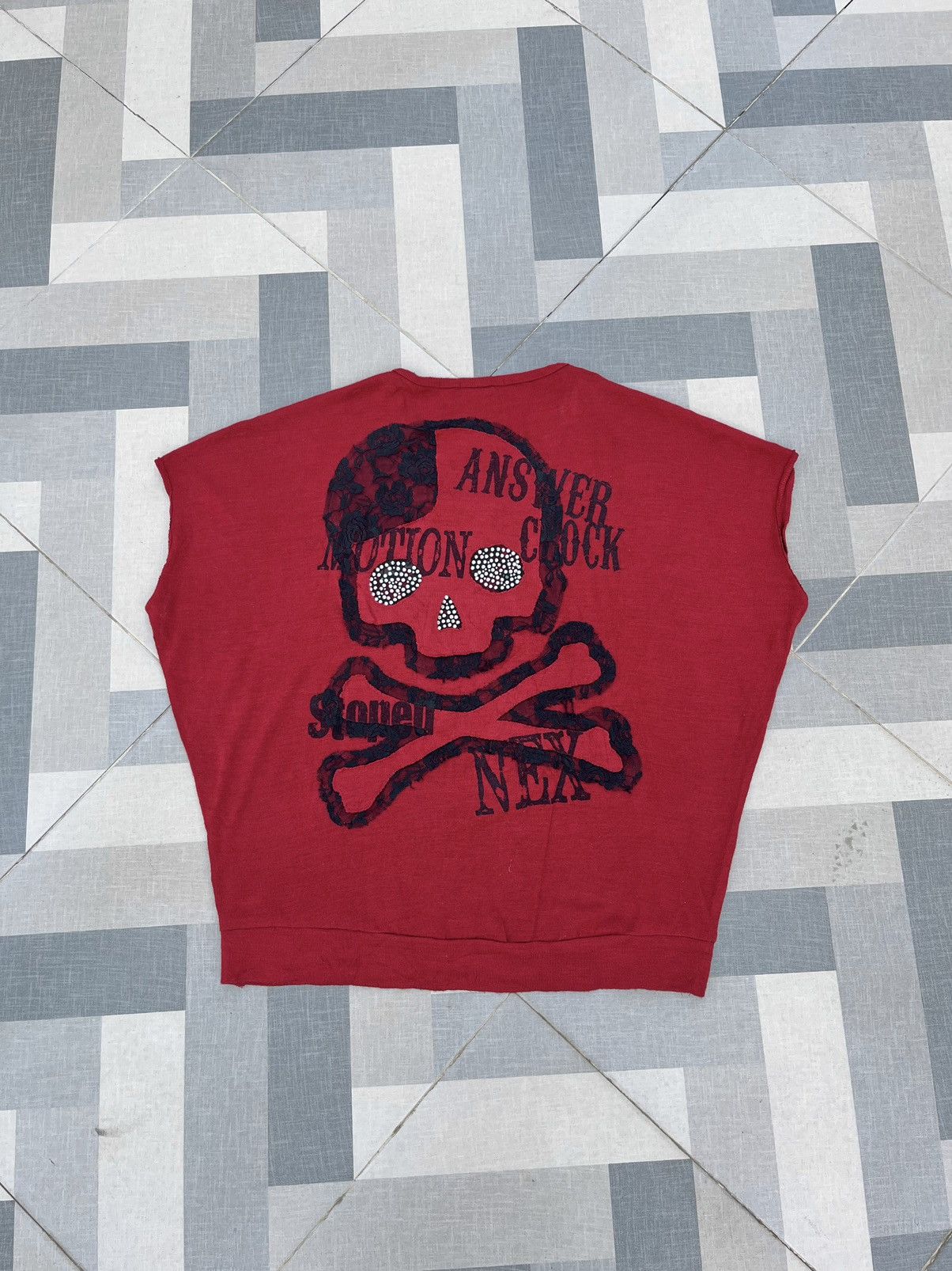 Y2K Aquaname Diamond Eye Skull Knitwear Sleeve Less
