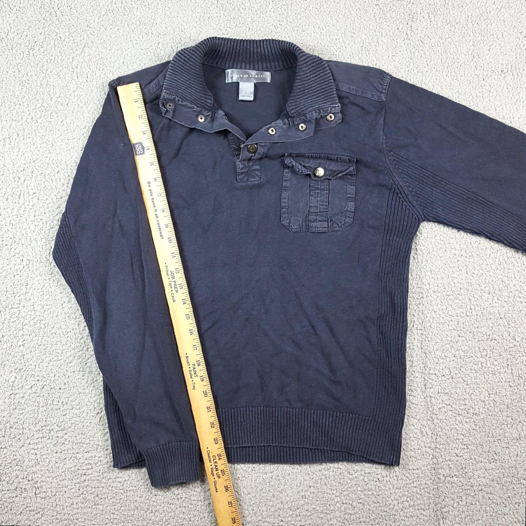 Oscar De La Renta VINTAGE Oscar de la Renta Sweater Knit Pullover Long Sleeve Crew Neck Pockets 90s Casual Men Medium Navy Blue Size US M / EU 48-50 / 2 - 8 Thumbnail