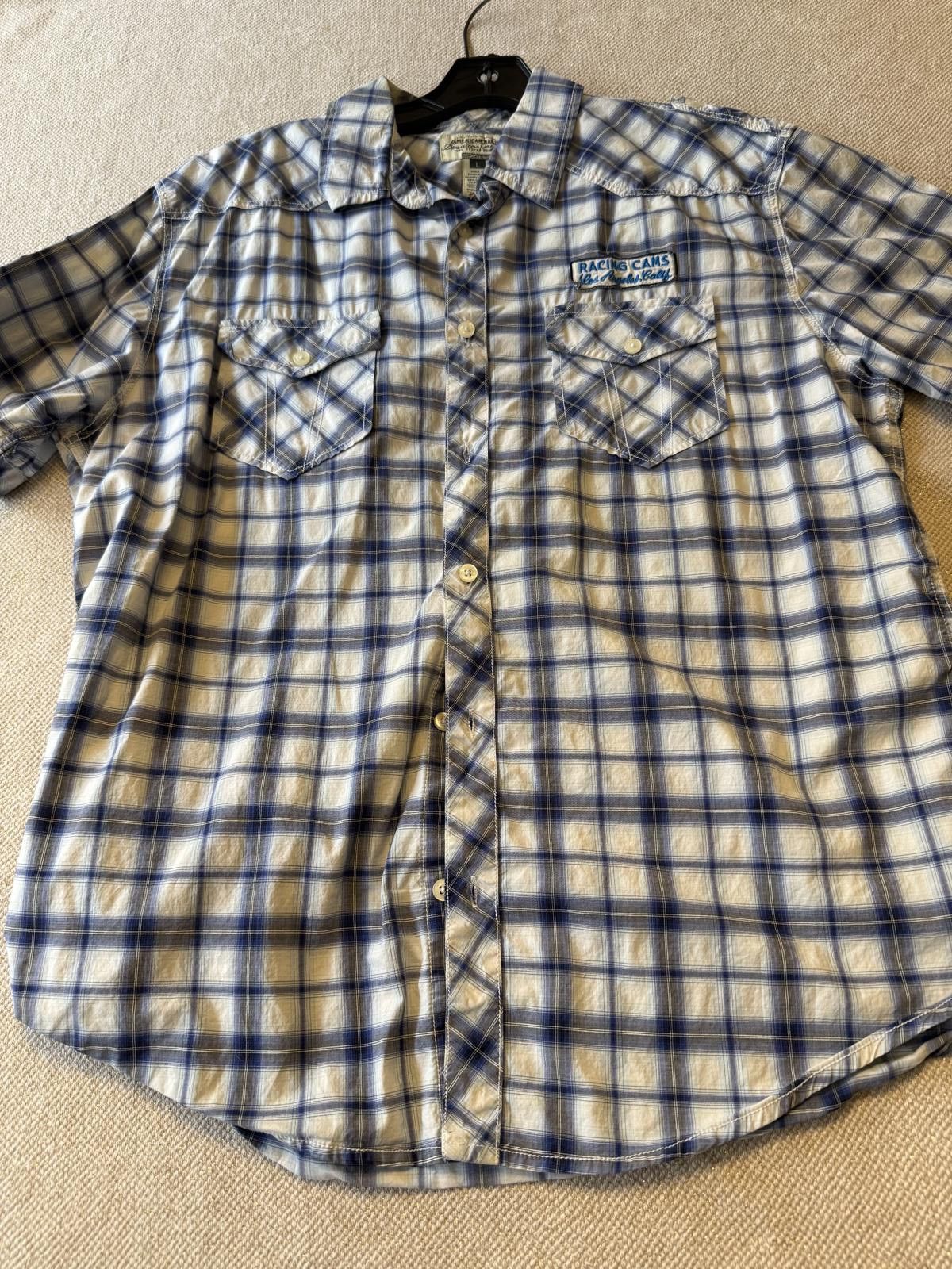 Other American Rag Cie Men's Blue and White Plaid Button-Up Shirt, Size US L / EU 52-54 / 3 - 1 Thumbnail