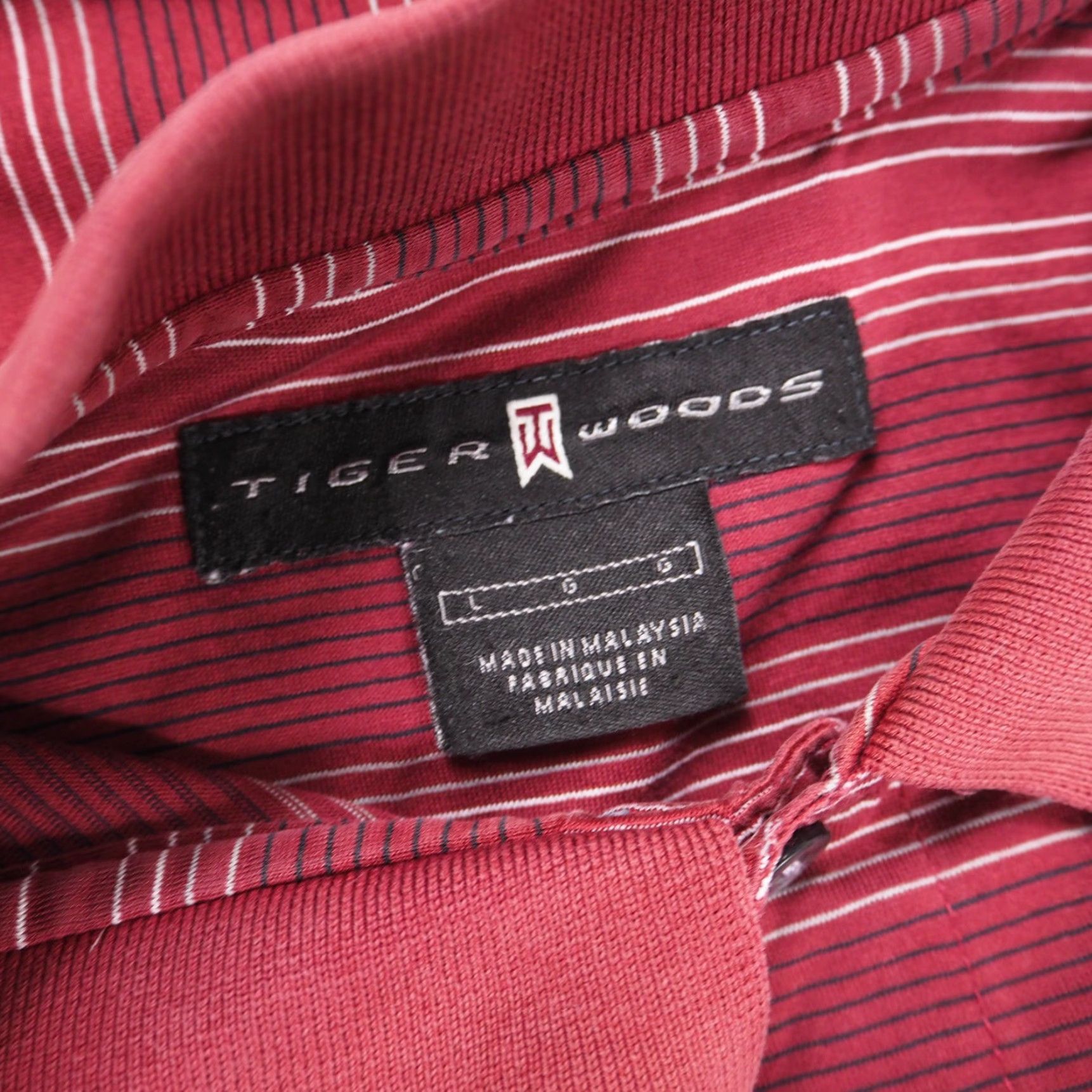 Vintage Tiger Woods Polo Shirt - Red Striped Golf Casual Short Sleeve Shirt - Men's Size Large Size US L / EU 52-54 / 3 - 8 Thumbnail