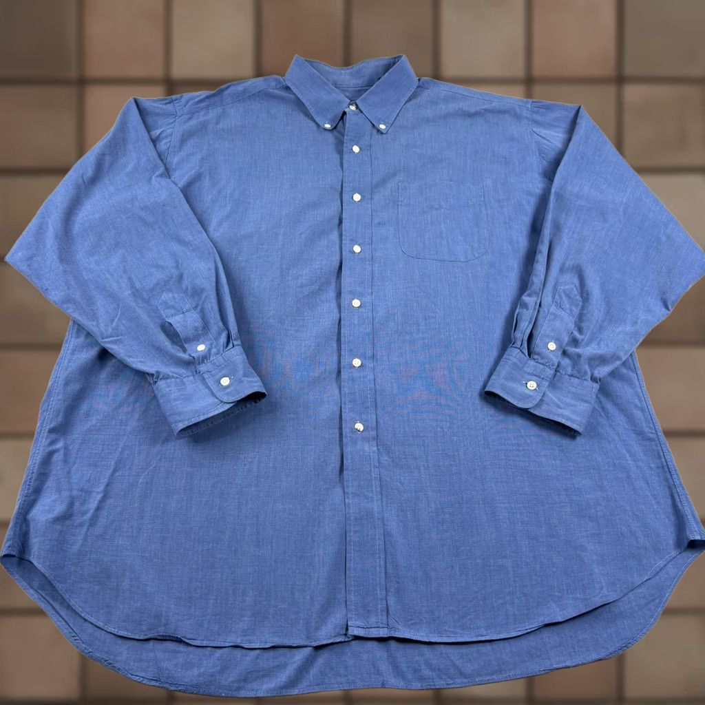 Vintage Gitman Bros Shirt Mens 17.5 Blue Button Up Long Sleeve Formal Casual Size 48R - 1 Thumbnail