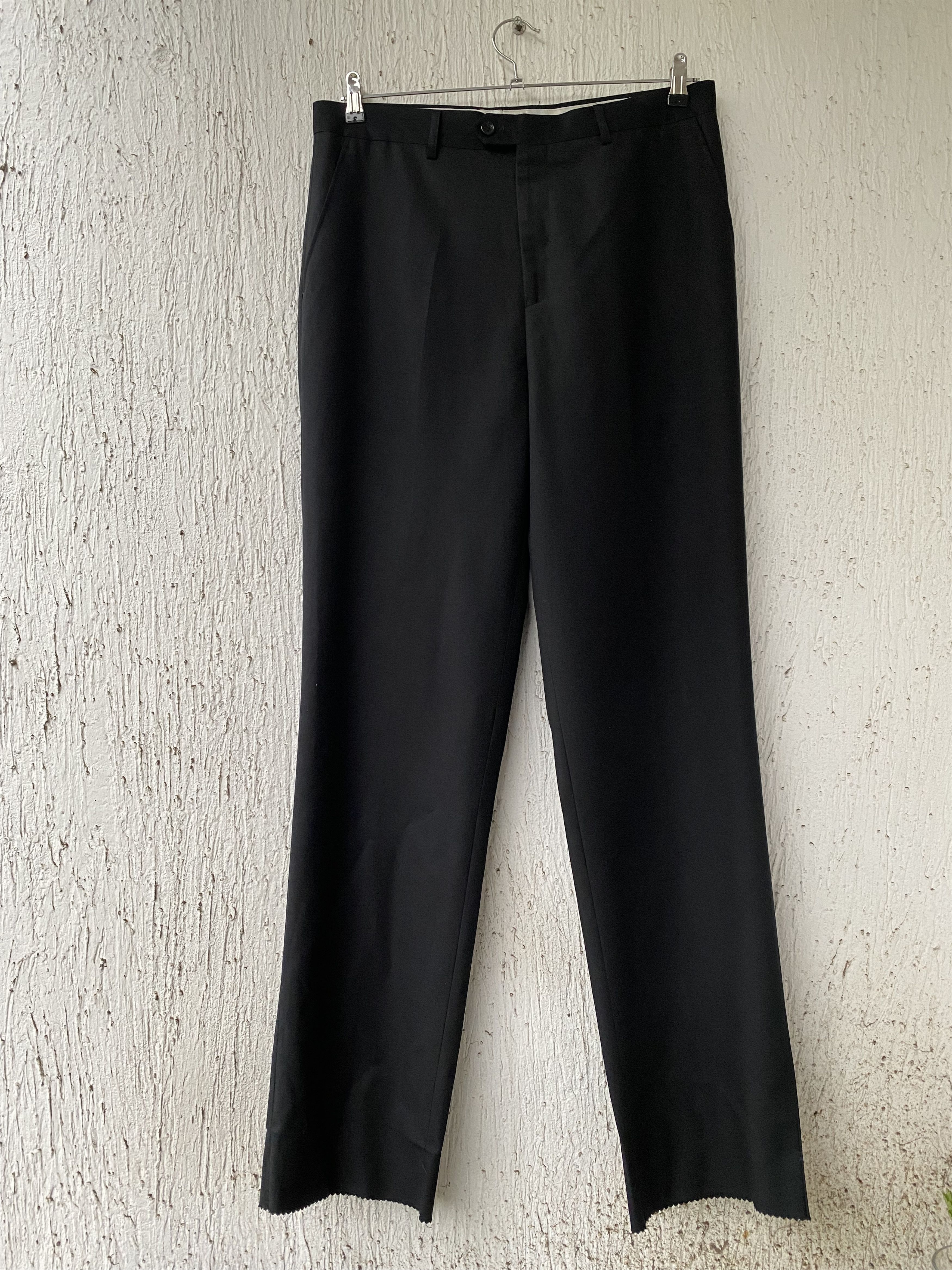 wide black wool pant