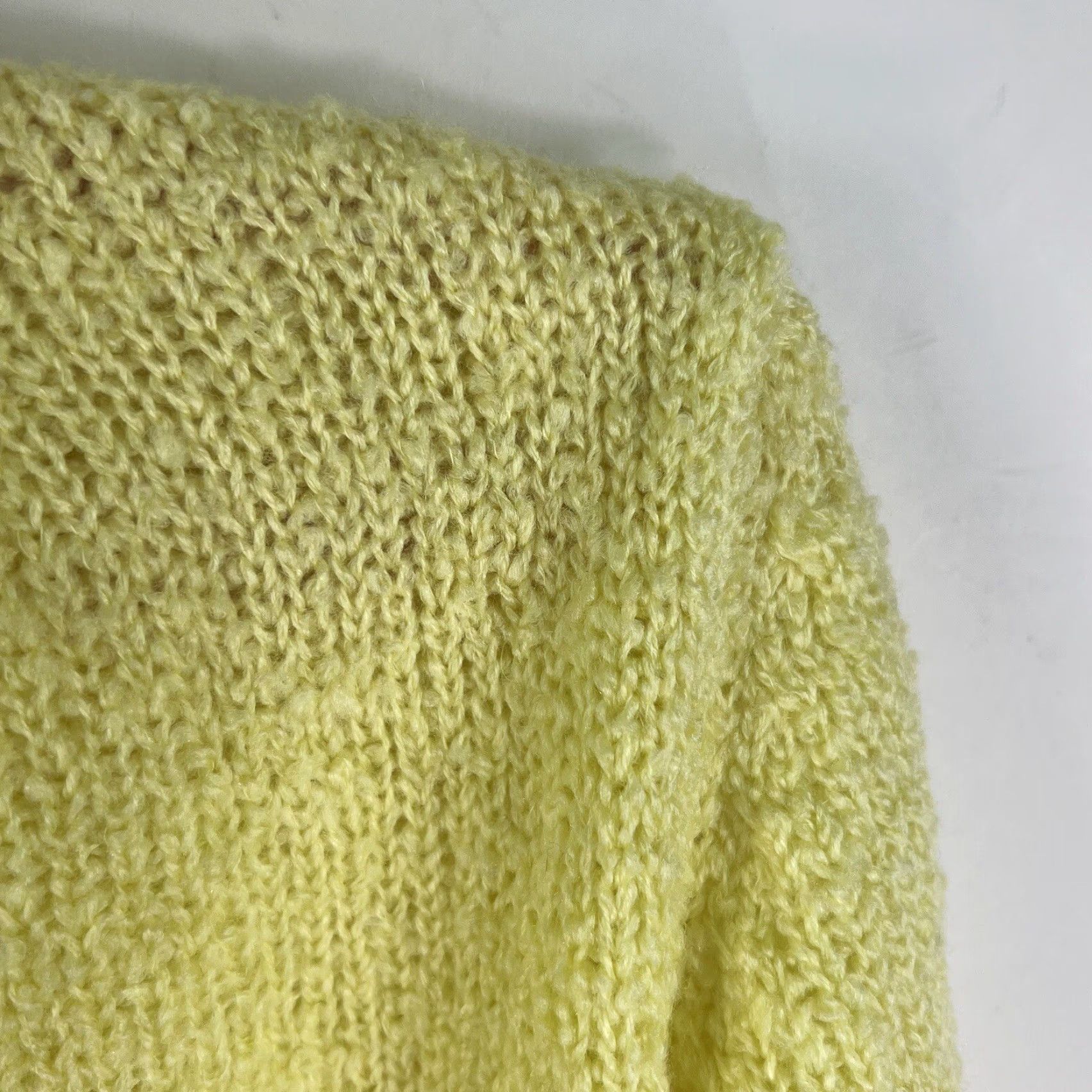 Vintage TANNER Cardigan Sweater Open Knit Wool Blend Women’s Size S Yellow Raglan Long Sleeve V-Neck Knit Open Cardigan Fall Winter Size S / US 4 / IT 40 - 3 Thumbnail