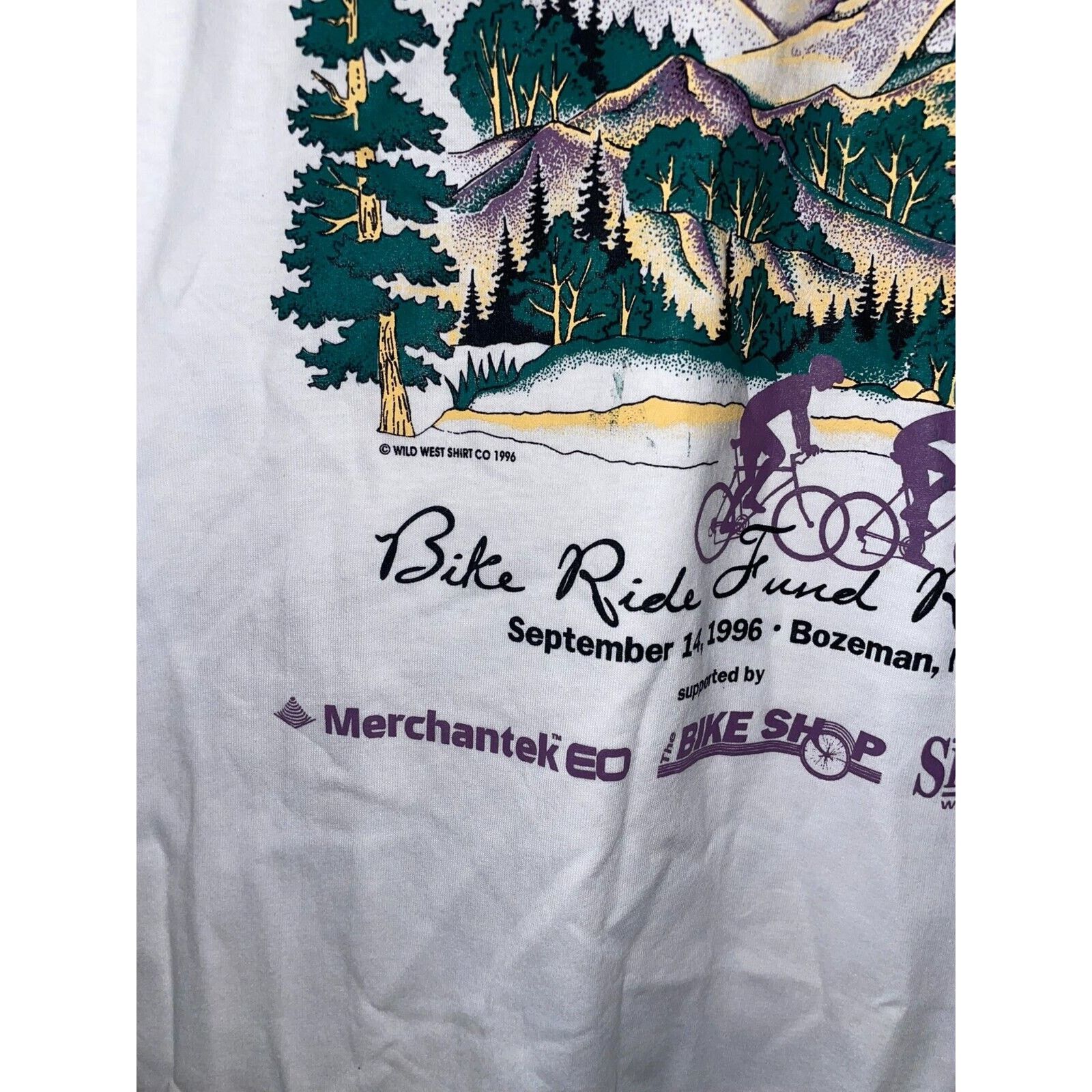 Jerzees Vintage Montana Shirt Gallatin Bike Ride White M Tee Size US M / EU 48-50 / 2 - 7 Thumbnail