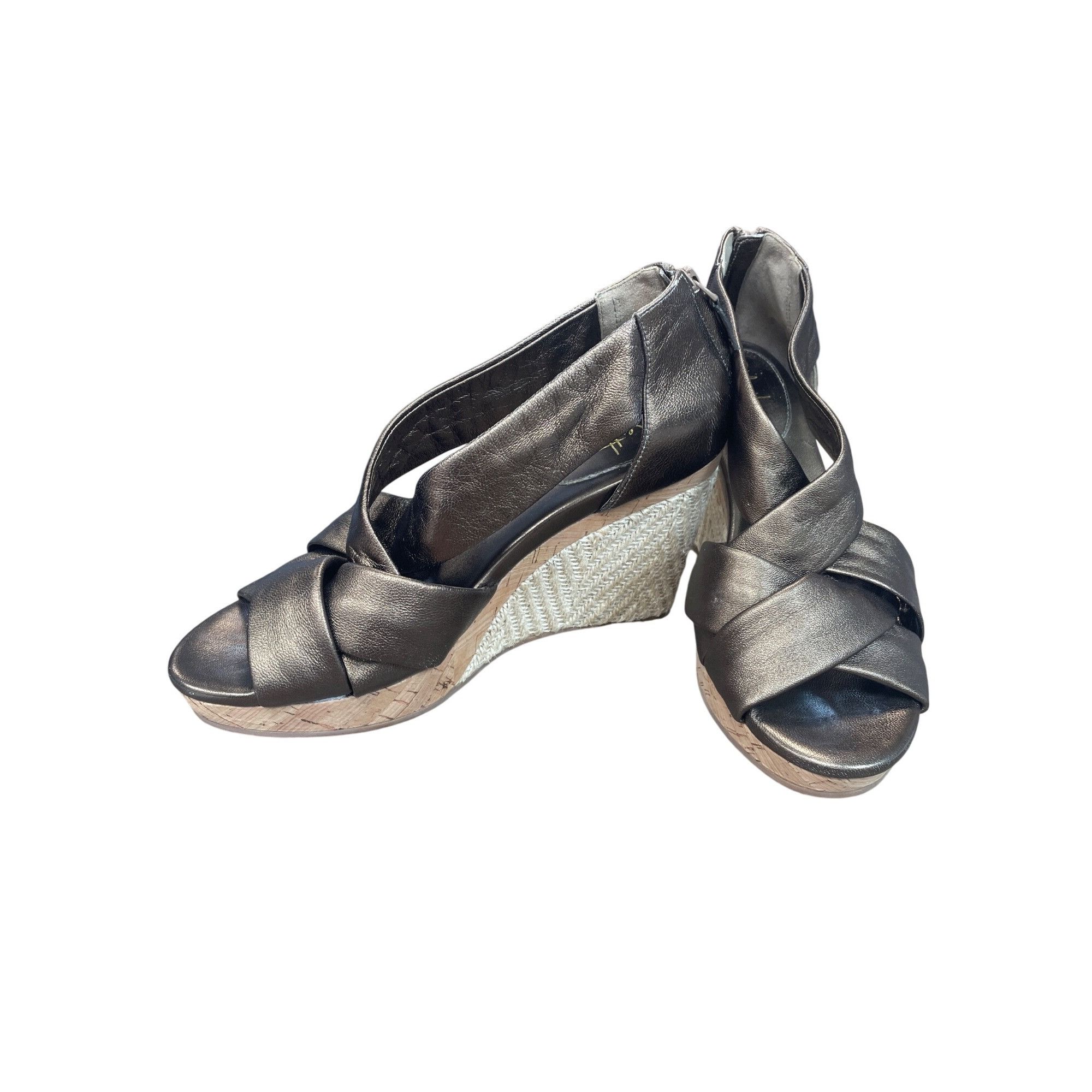 Cole Haan Cole Haan Womans Gold Beige 4" Wedge Heels Shoes Sz 9527 Size US 8 / IT 38 - 2 Thumbnail