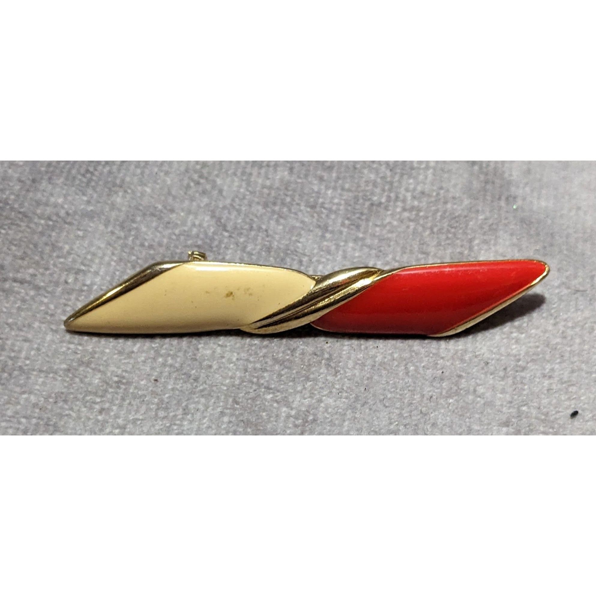 Other Vintage Art Deco Red And Cream Enamel Brooch Size ONE SIZE - 4 Thumbnail