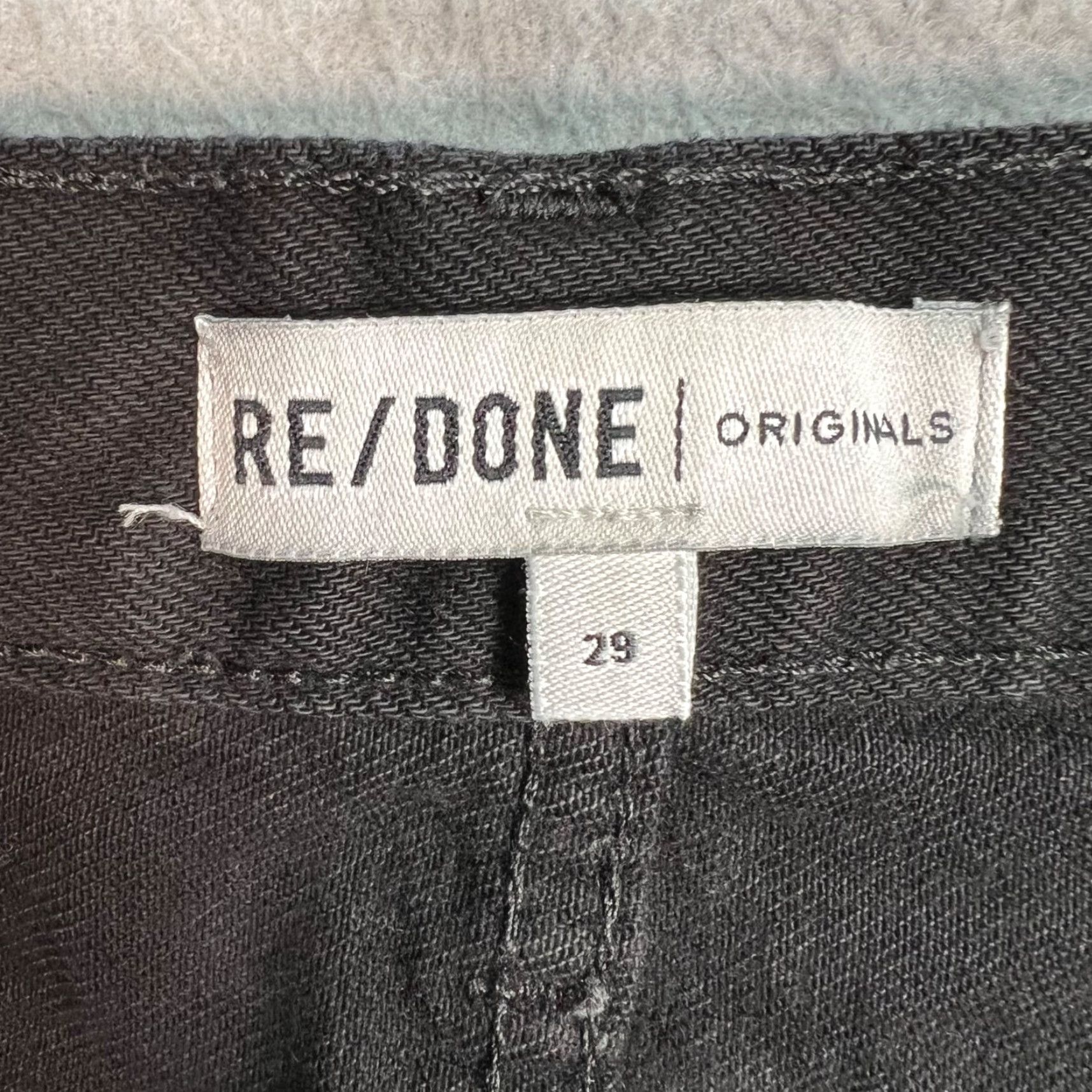 RE/DONE Re/Done Originals Womens 29 Black High-Waist Straight-Leg Jeans W/ Frayed Hem - 5-Pocket Denim Cotton Blend Button Rise High Vintage No Size 29" - 3 Thumbnail