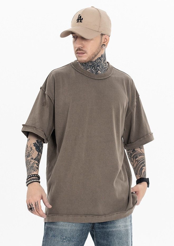 Designer × Japanese Brand Brown washed solid color casual tee Size US M / EU 48-50 / 2 - 1 Thumbnail