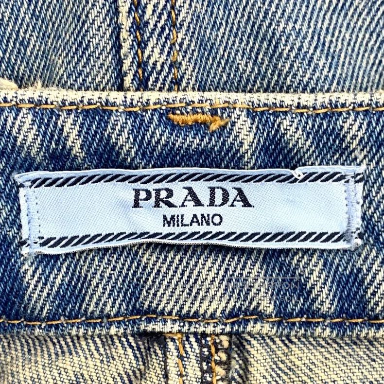 Prada Prada Blue triangle colour cotton washed denim skirt Size 25" / US 0 / IT 36 - 7 Thumbnail