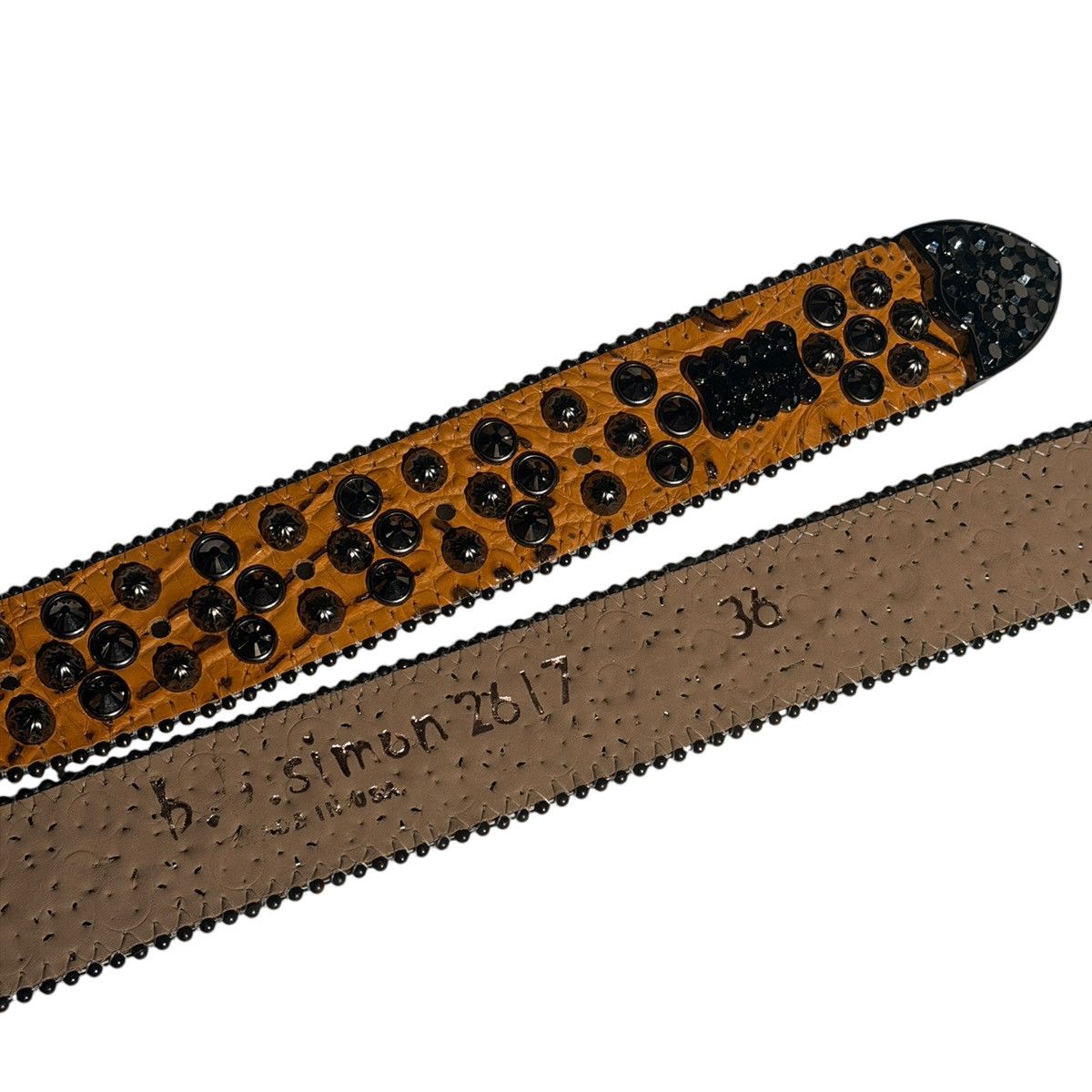 B.B. Simon Ostritch studded belt Size 32 - 2 Thumbnail