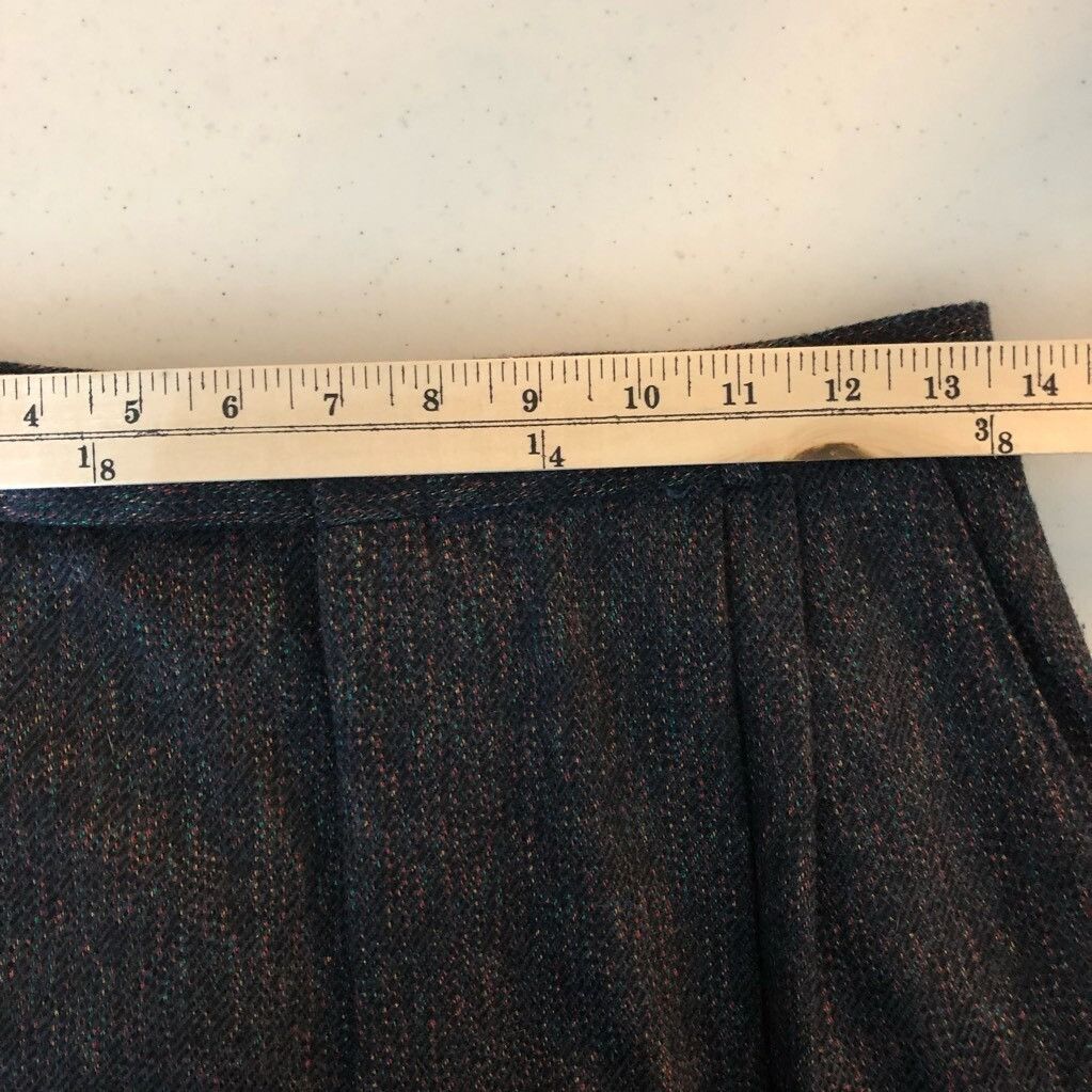Other Ann Stevens Womens Pants Blue High Rise Pleated Tweed Wool B Size 34" / US 12 / IT 48 - 4 Thumbnail