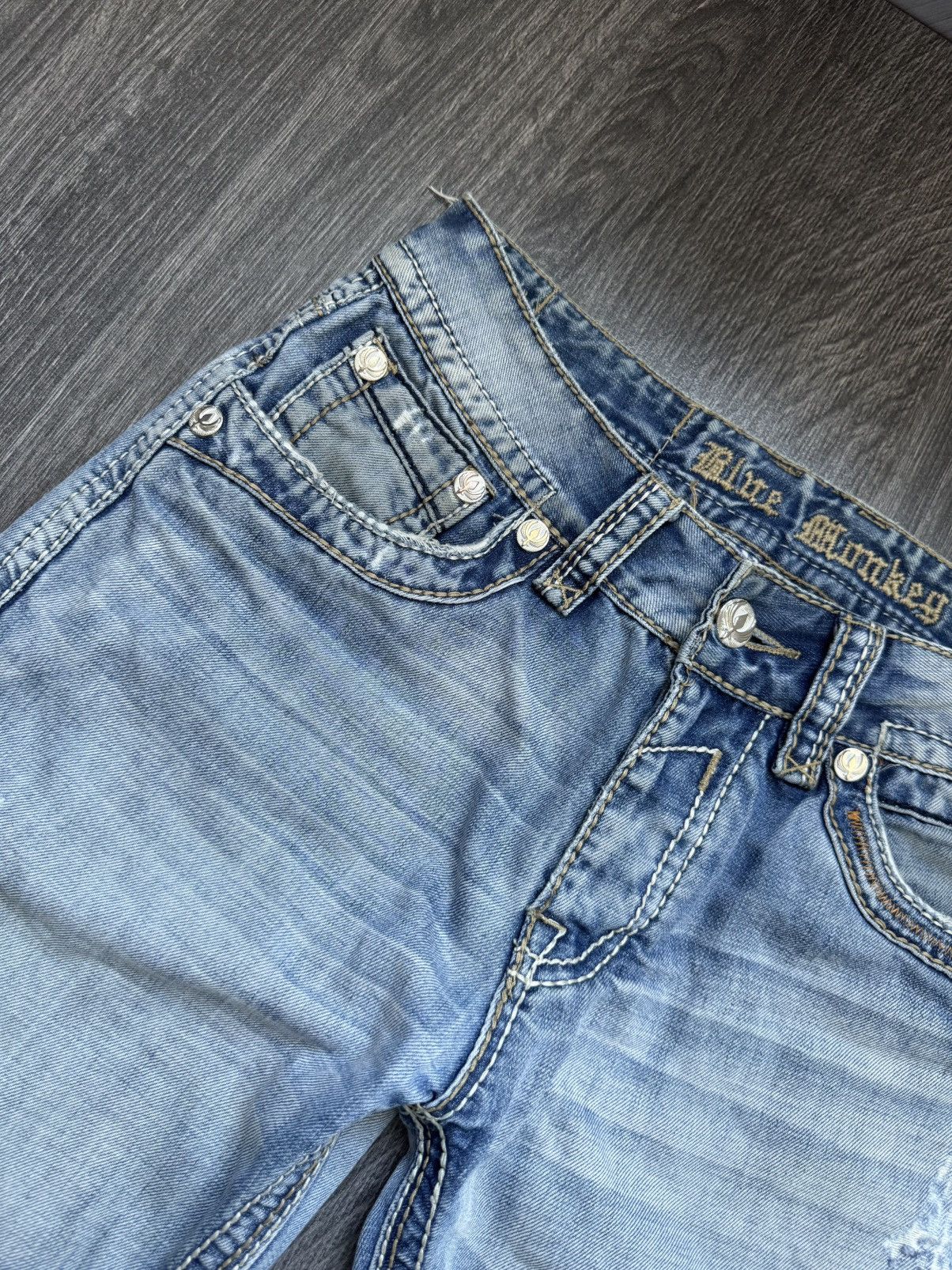 Japanese Brand × Vintage Y2K Avantgarde Ebroidered DENIM Jeans Size US 31 - 4 Thumbnail