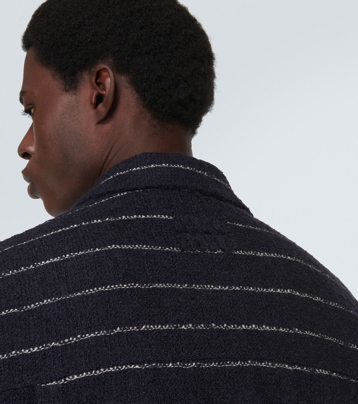 Miu Miu Miu Miu Striped Wool-Blend Bouclé Jacket in Blue Size US S / EU 44-46 / 1 - 3 Thumbnail