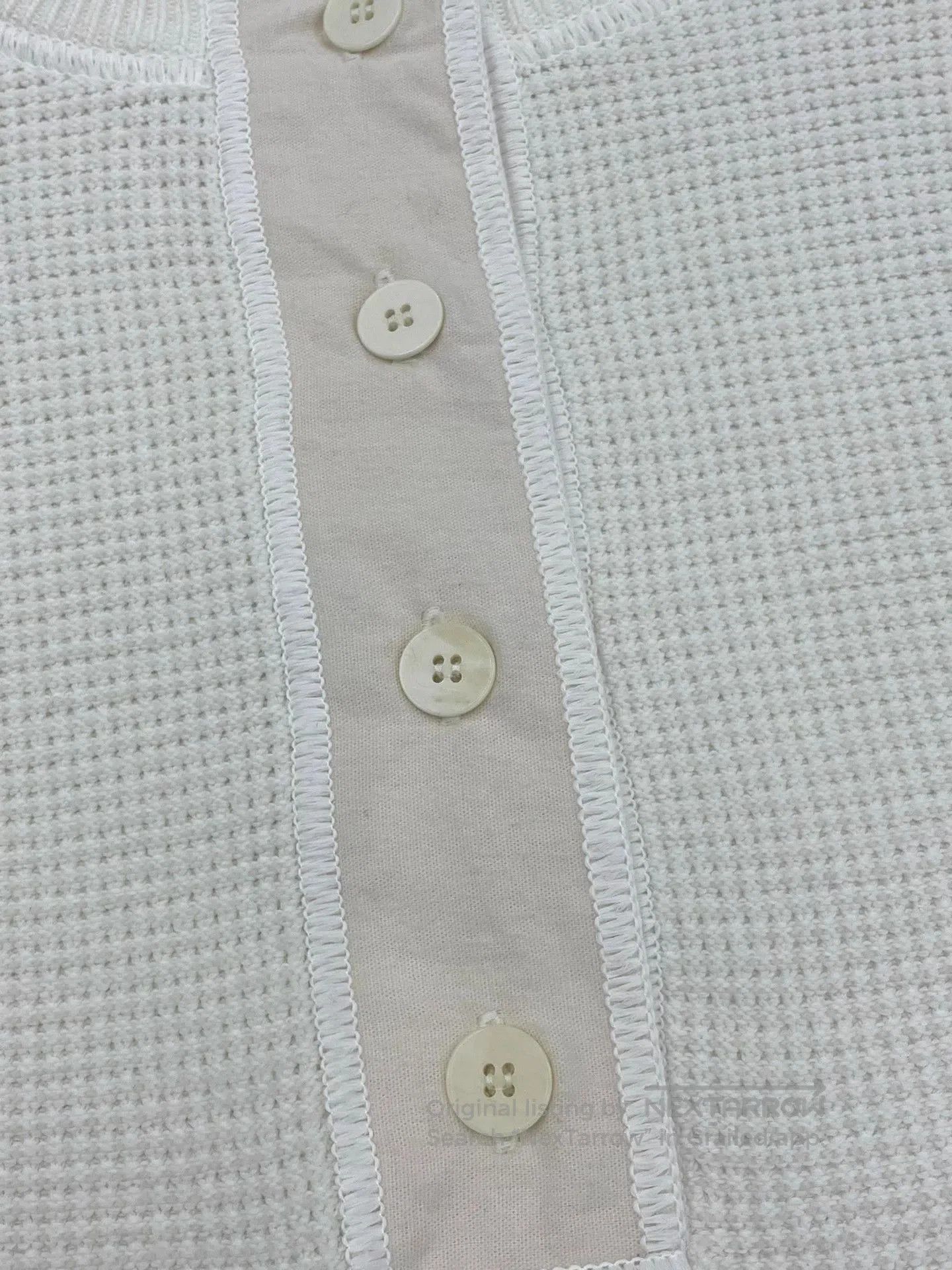 The Row White Waffle Knit Long Sleeve Henley Top XS. Size US XS / EU 42 / 0 - 2 Thumbnail