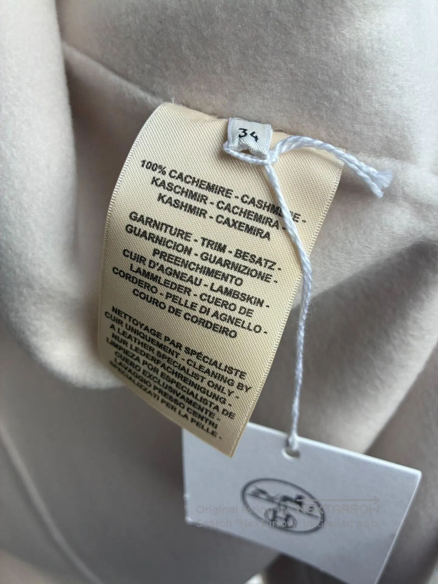 Hermes Hermes Off-White Cashmere Coat. Size XXS / US 00 / IT 34 - 6 Thumbnail