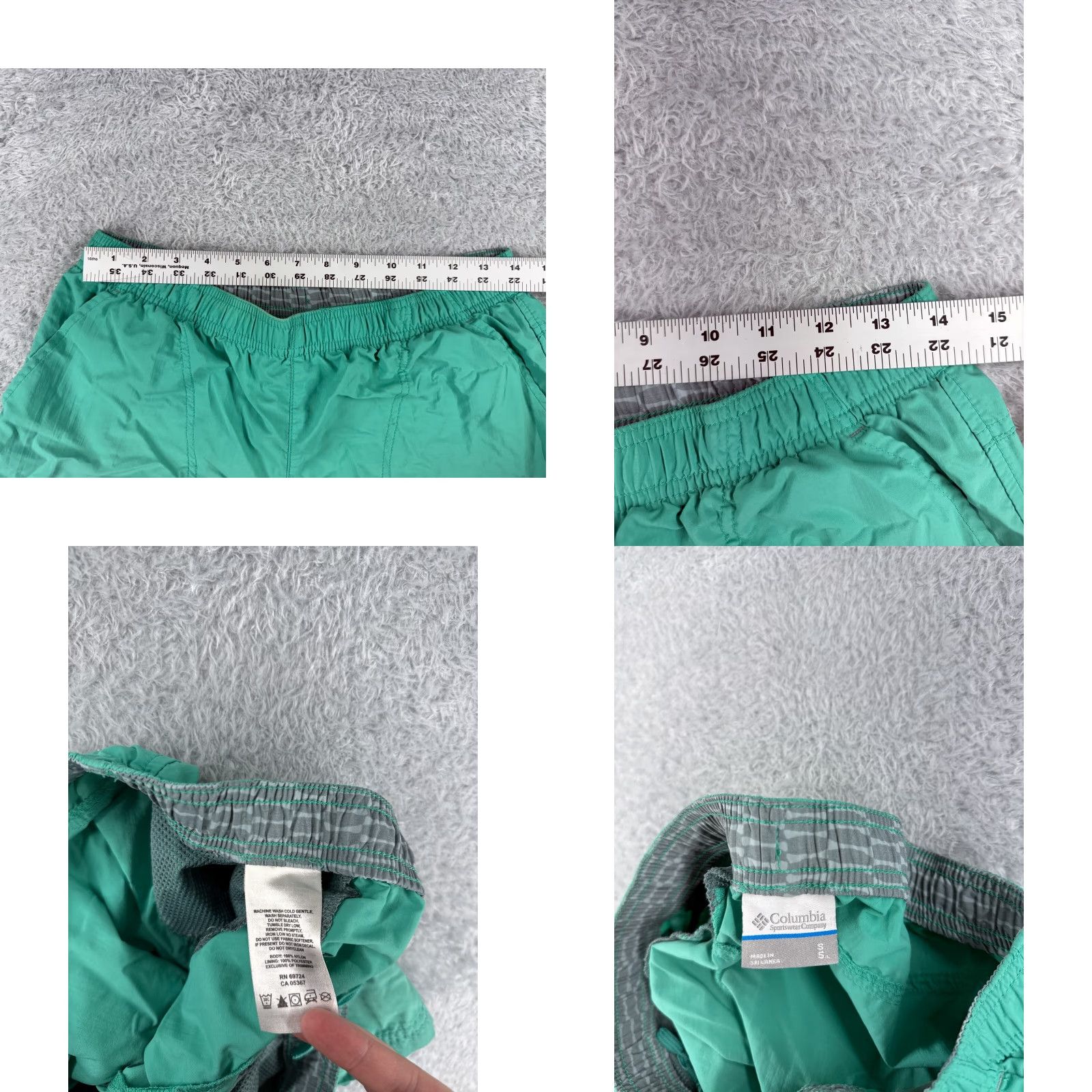 Altea VINTAGE Columbia Shorts Women Small Nylon Hiking Camping Fishing Kayak Activewear Casual Travel Elastic Waist Green 90s Girls Size 28" / US 6 / IT 42 - 8 Thumbnail