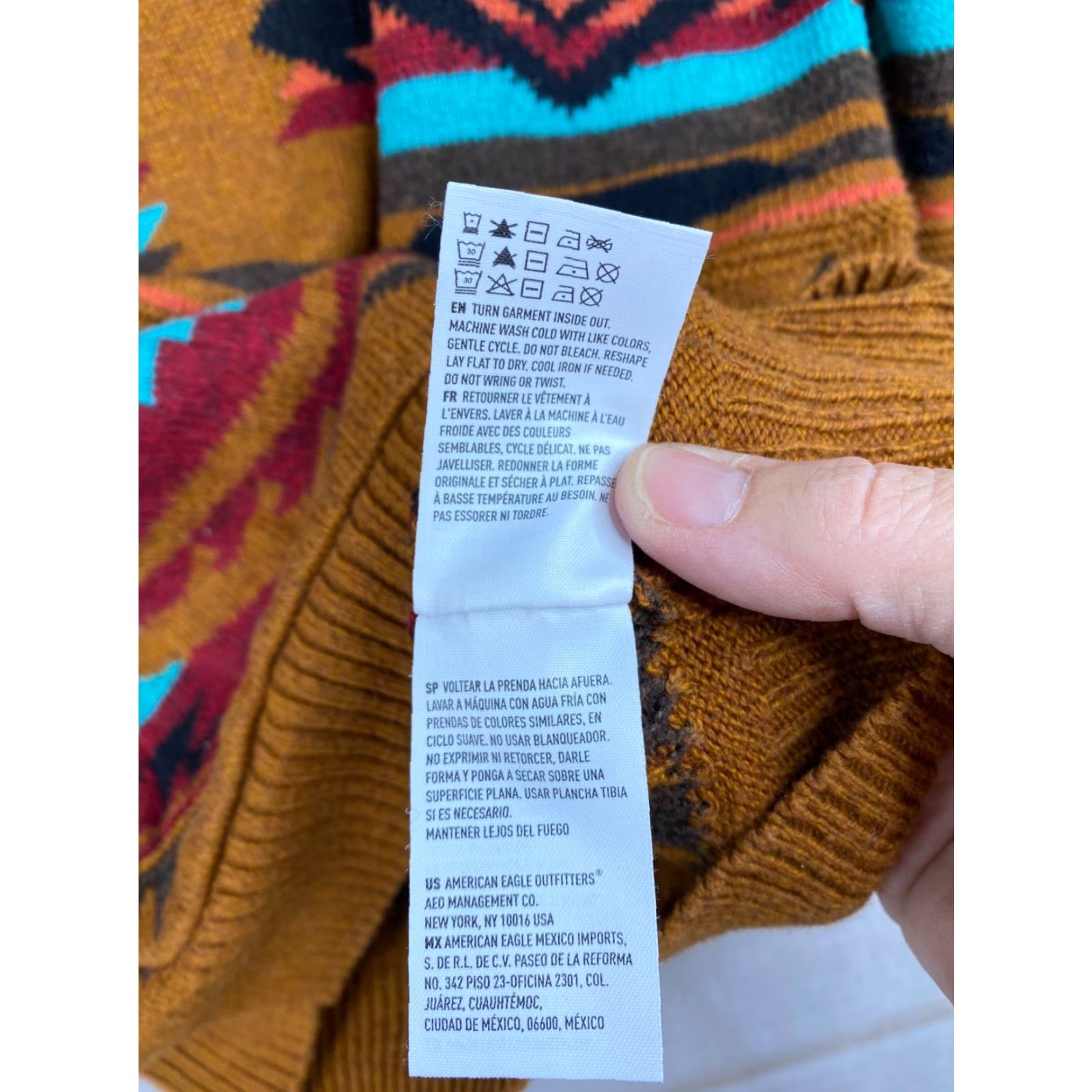 American Eagle Outfitters American Eagle Sweater Mens S Hooded Pullover Fair Isle Southwestern Pocket Size US S / EU 44-46 / 1 - 6 Thumbnail