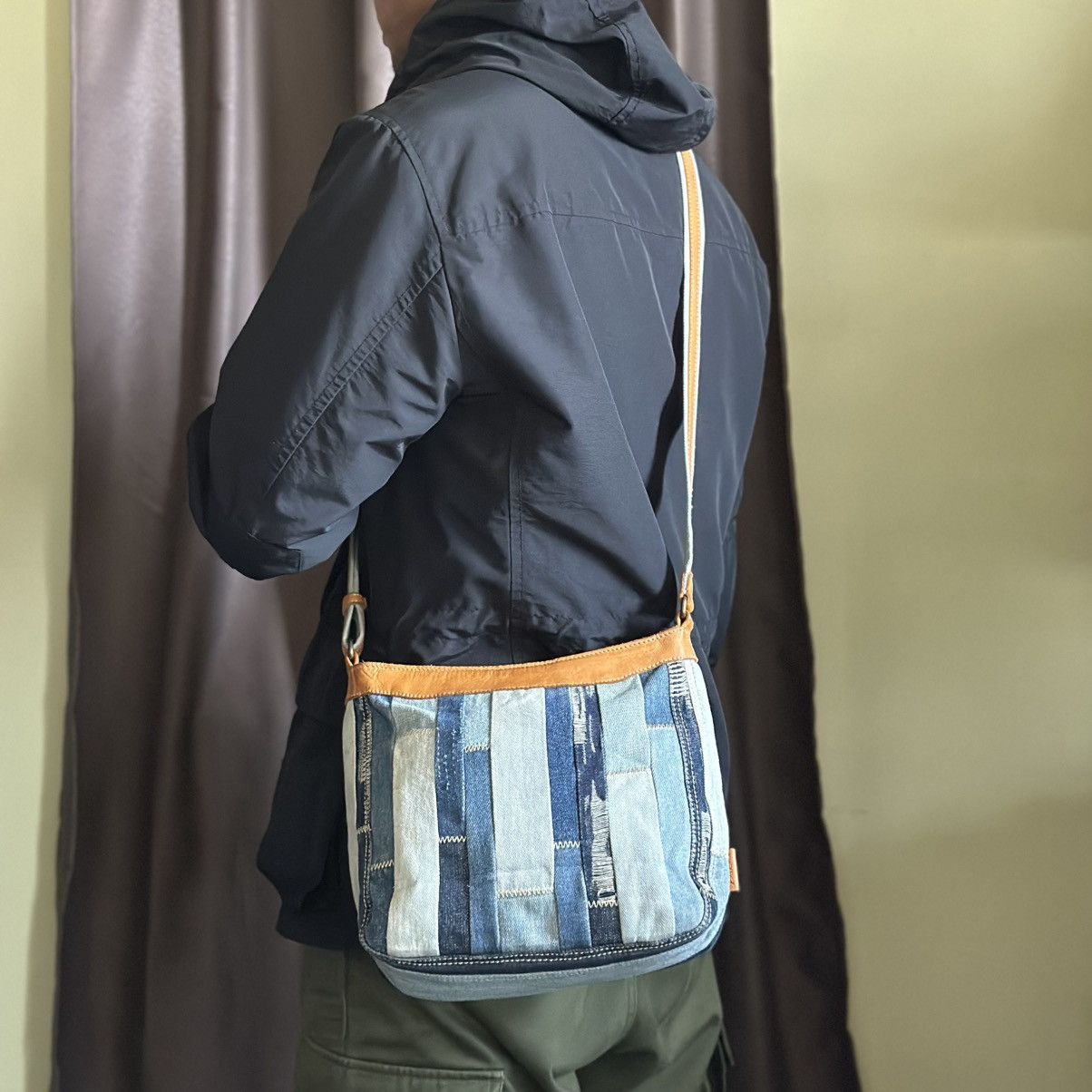 Dakota Japan Patchwork Style Crossbody Bag in Blue, Men's