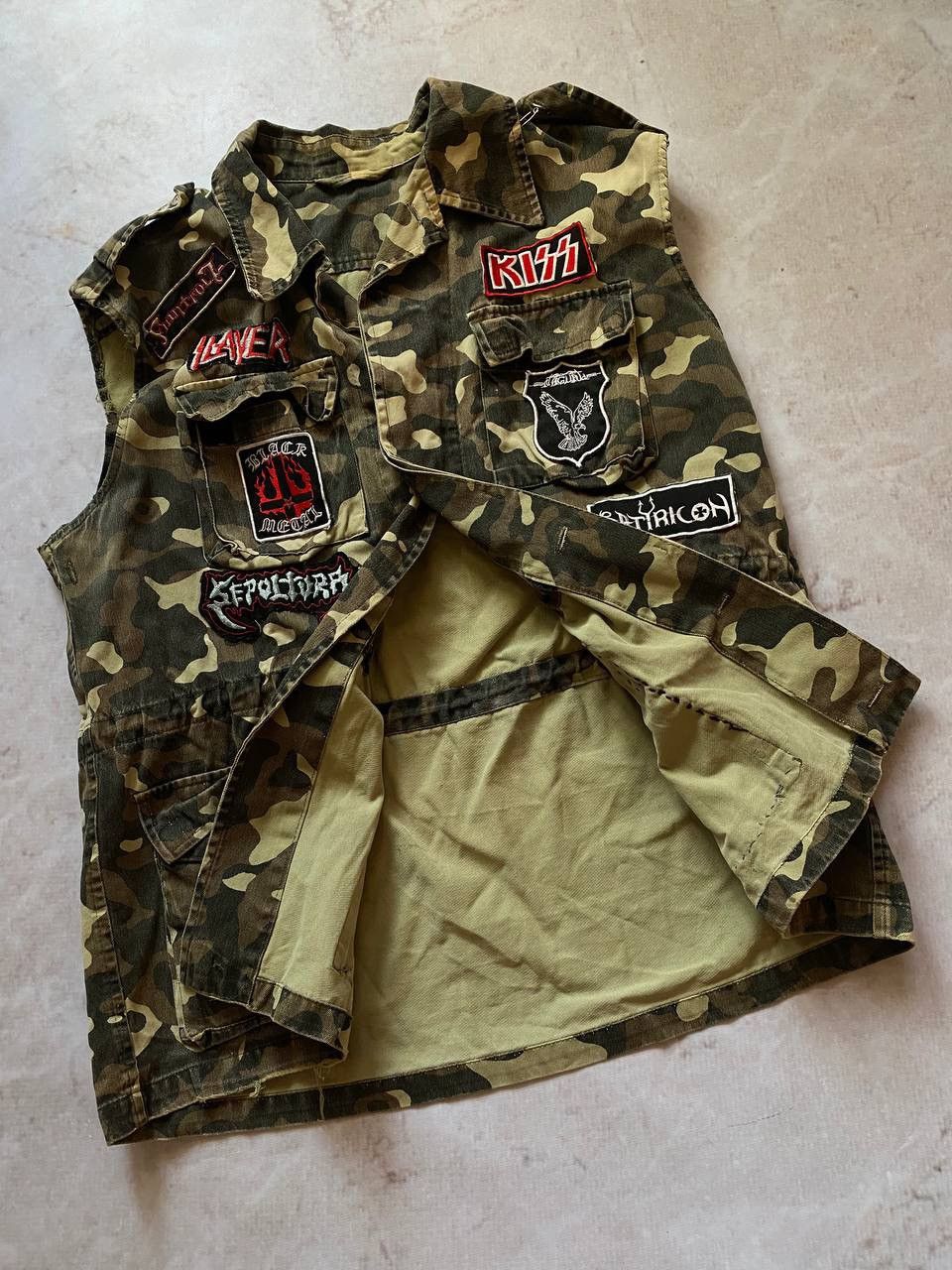 Band Tees × Vintage Vintage Custom Rock Band Camo Military Vest Y2K Size US M / EU 48-50 / 2 - 3 Thumbnail
