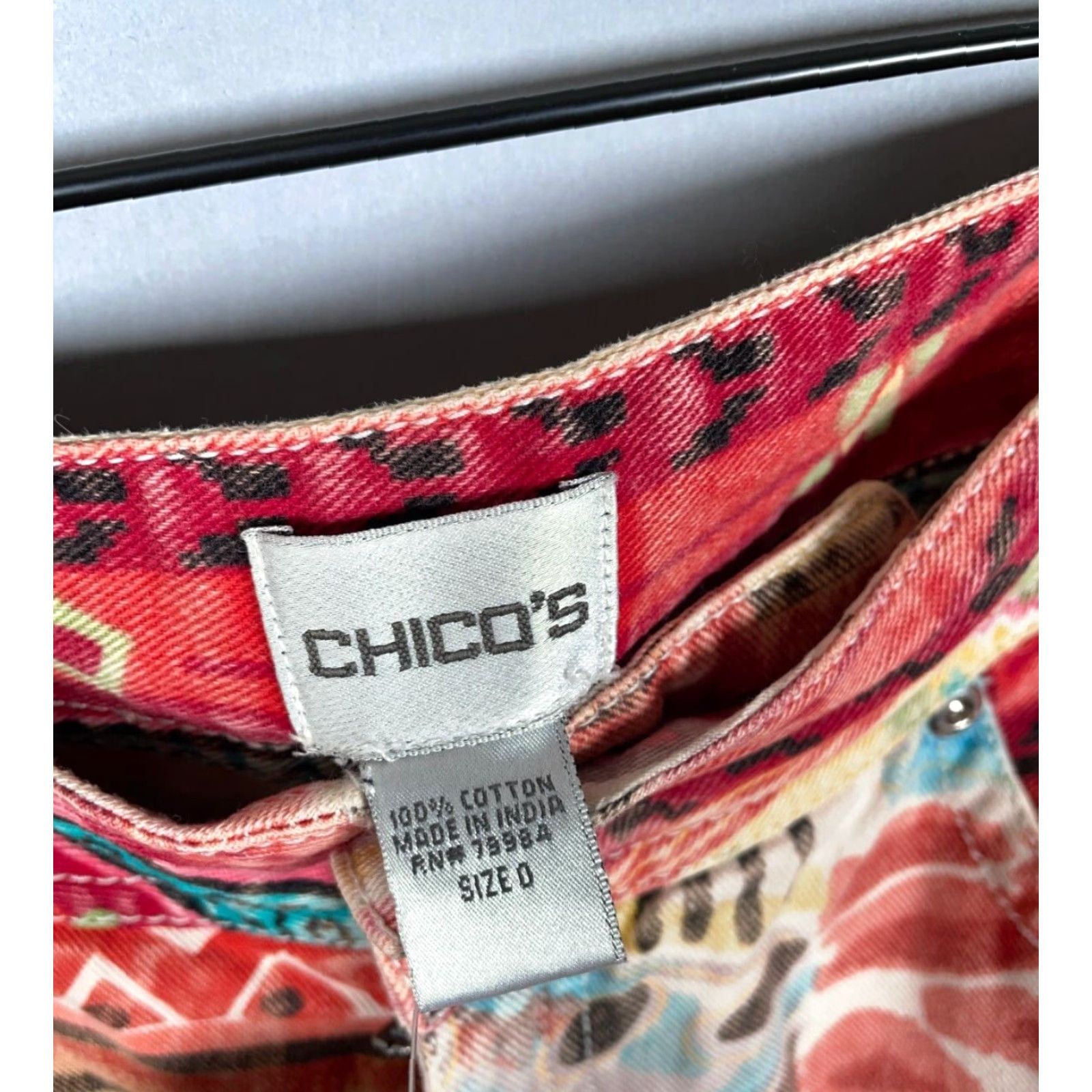 Vintage VINTAGE 90s Chico's Women's Jeans Bootcut High Waist 28x26 Geometric Abstract Art Red Dark Pink Retro Size 25" / US 0 / IT 36 - 4 Thumbnail