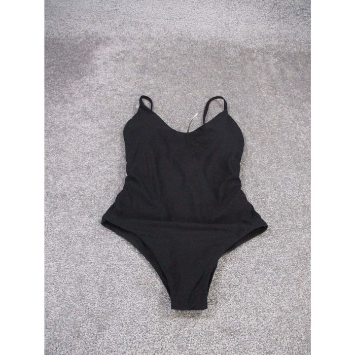 J.Crew J.Crew Swimsuit Womens 2 Black Rounded VNeck OnePiece NEW