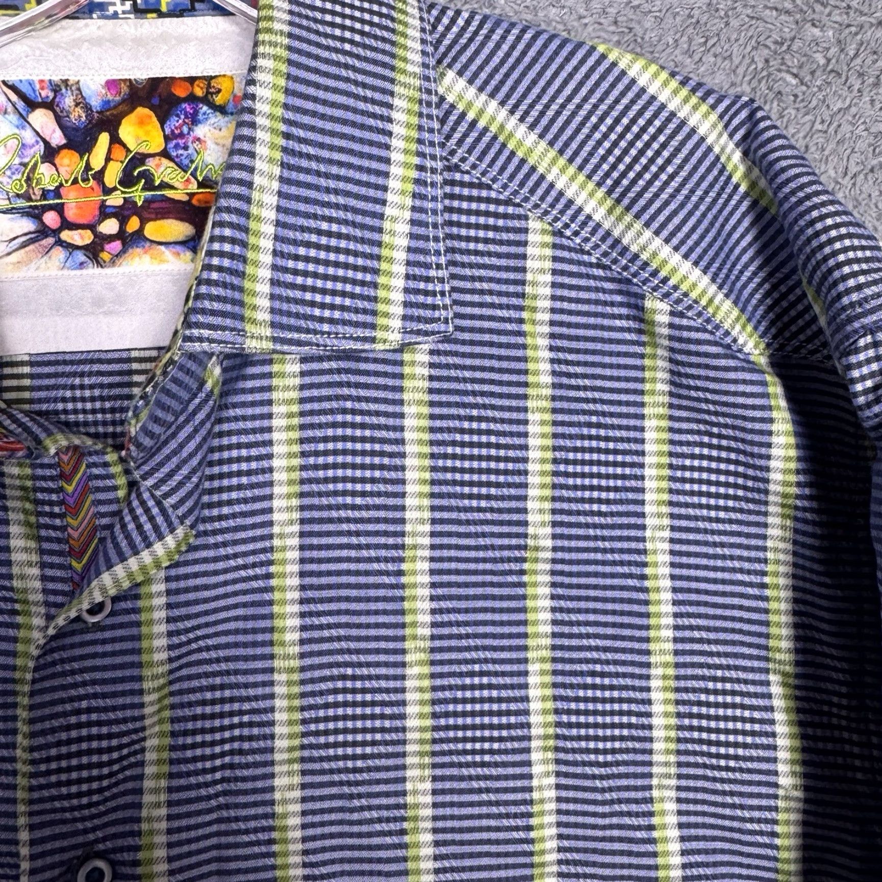 Robert Graham Robert Graham Shirt Mens 2XL Geometric Striped All Over Print Silk Button-Up Size US XXL / EU 58 / 5 - 6 Thumbnail