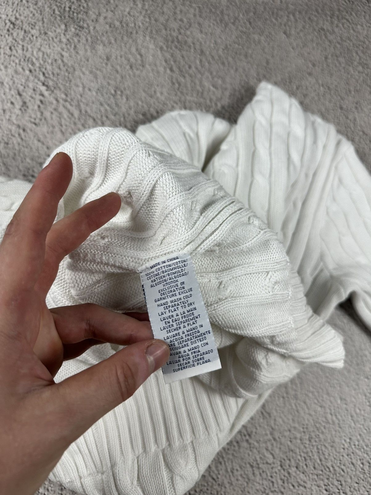 Polo Ralph Lauren Polo Ralph Lauren Cable Knit V-Neck Sweater White Striped Size L / US 10 / IT 46 - 10 Thumbnail