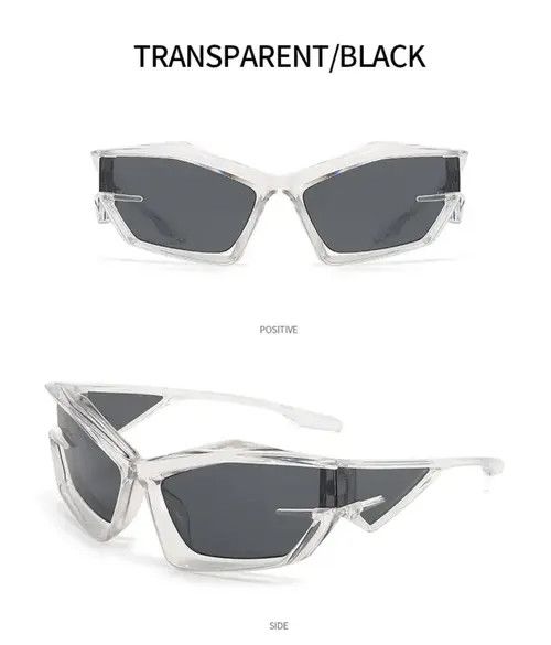 Electric Visual Transparent Frame Irregular Design Sun Glasses Unisex Size ONE SIZE - 3 Thumbnail
