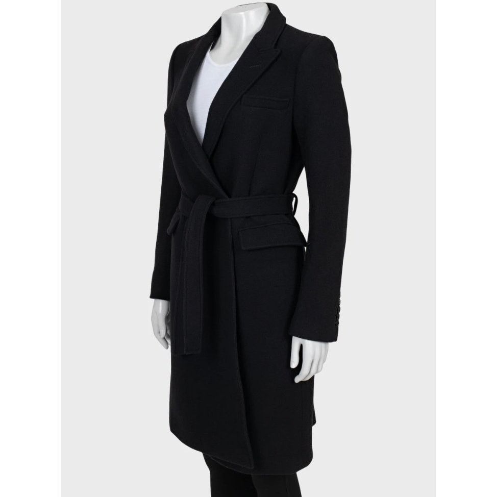 Saint Laurent Paris NWOT Saint Laurent Black Wool Belted Coat - Size L (FR40) Size M / US 6-8 / IT 42-44 - 2 Thumbnail